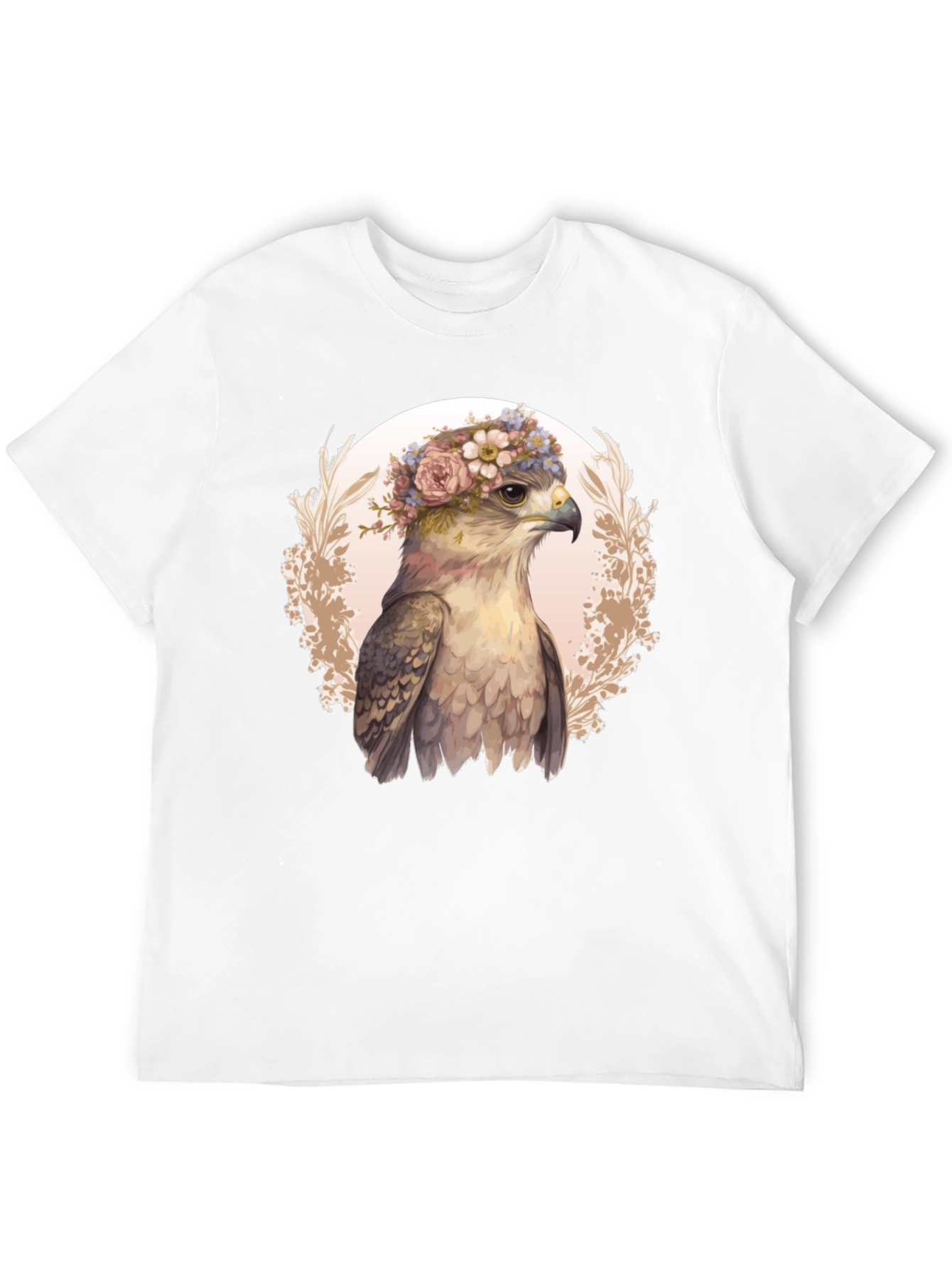 Black Floral Hawk Graphic Tee - Unique Bird T-Shirt view 12