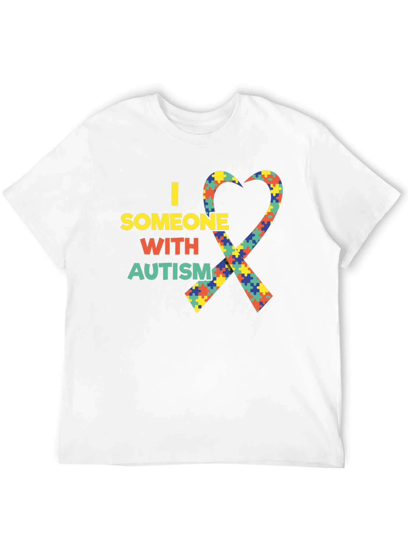 Black Autism Awareness Heart Ribbon Black T-Shirt view 12