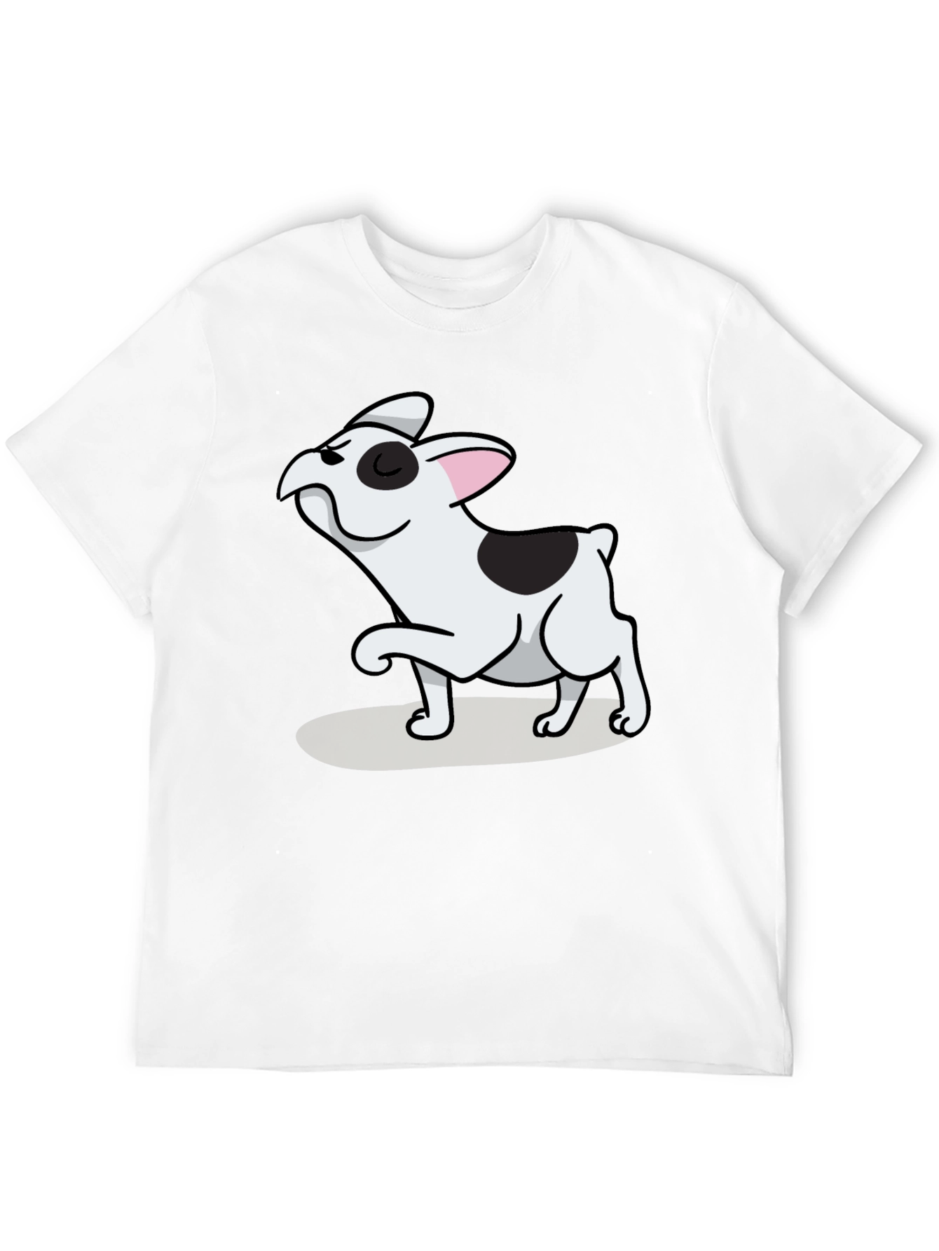 Black Black Tee with Cute Cartoon French Bulldog Design view 12