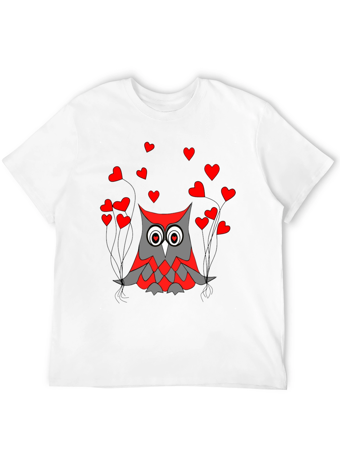 Black Owl Love Graphic Tee - Black Crew Neck T-Shirt view 12