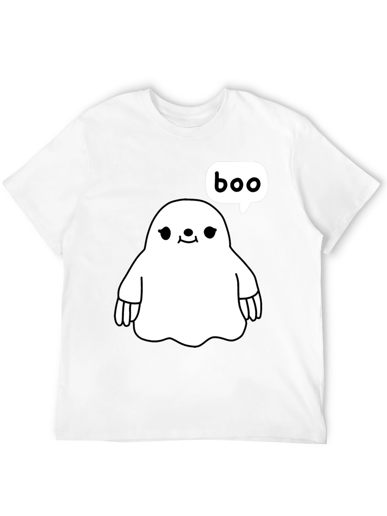 Black Cute Ghost Boo Halloween Black T-Shirt view 12