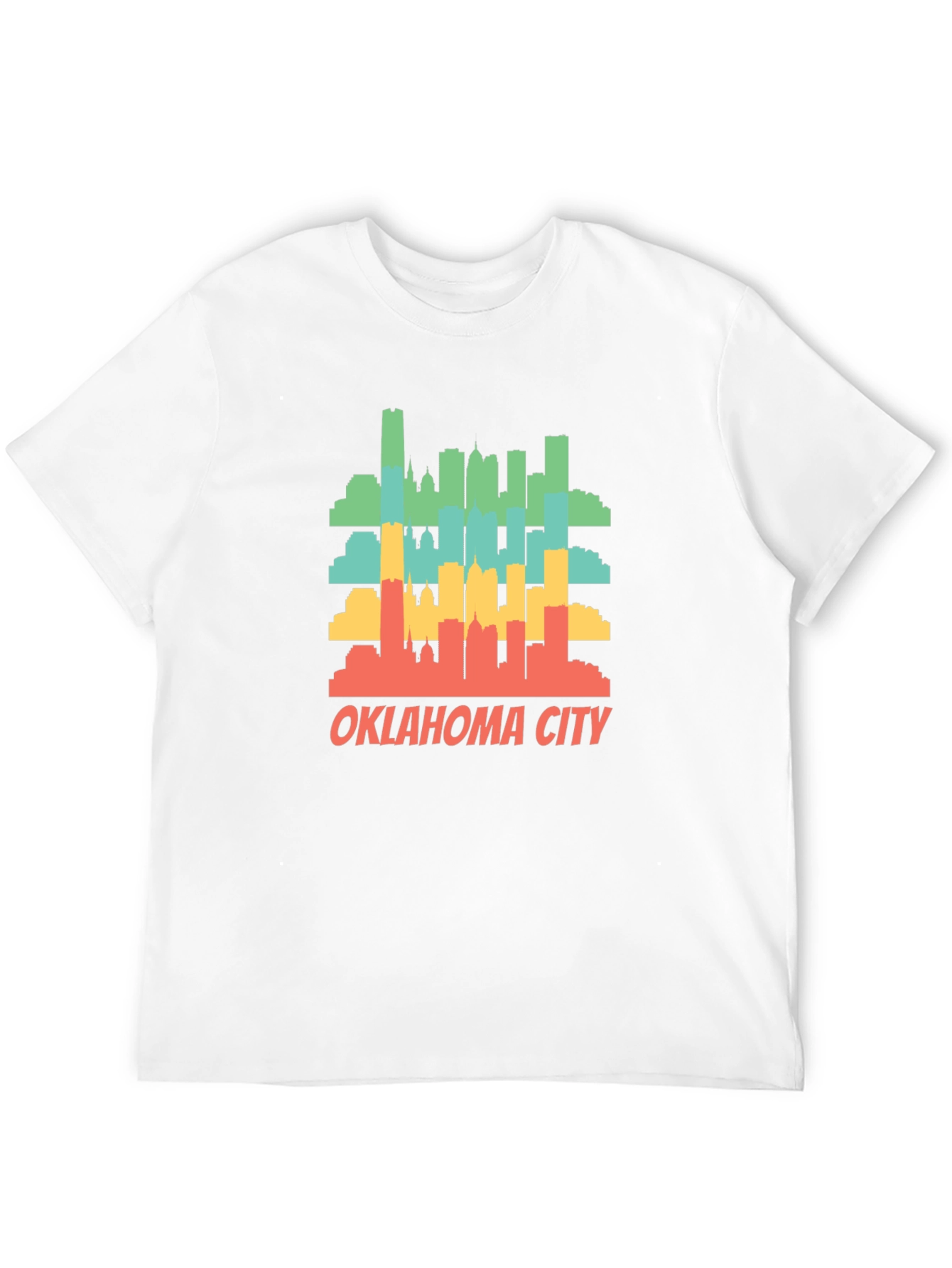 Black Oklahoma City Skyline T-Shirt Retro Style Black Tee view 12