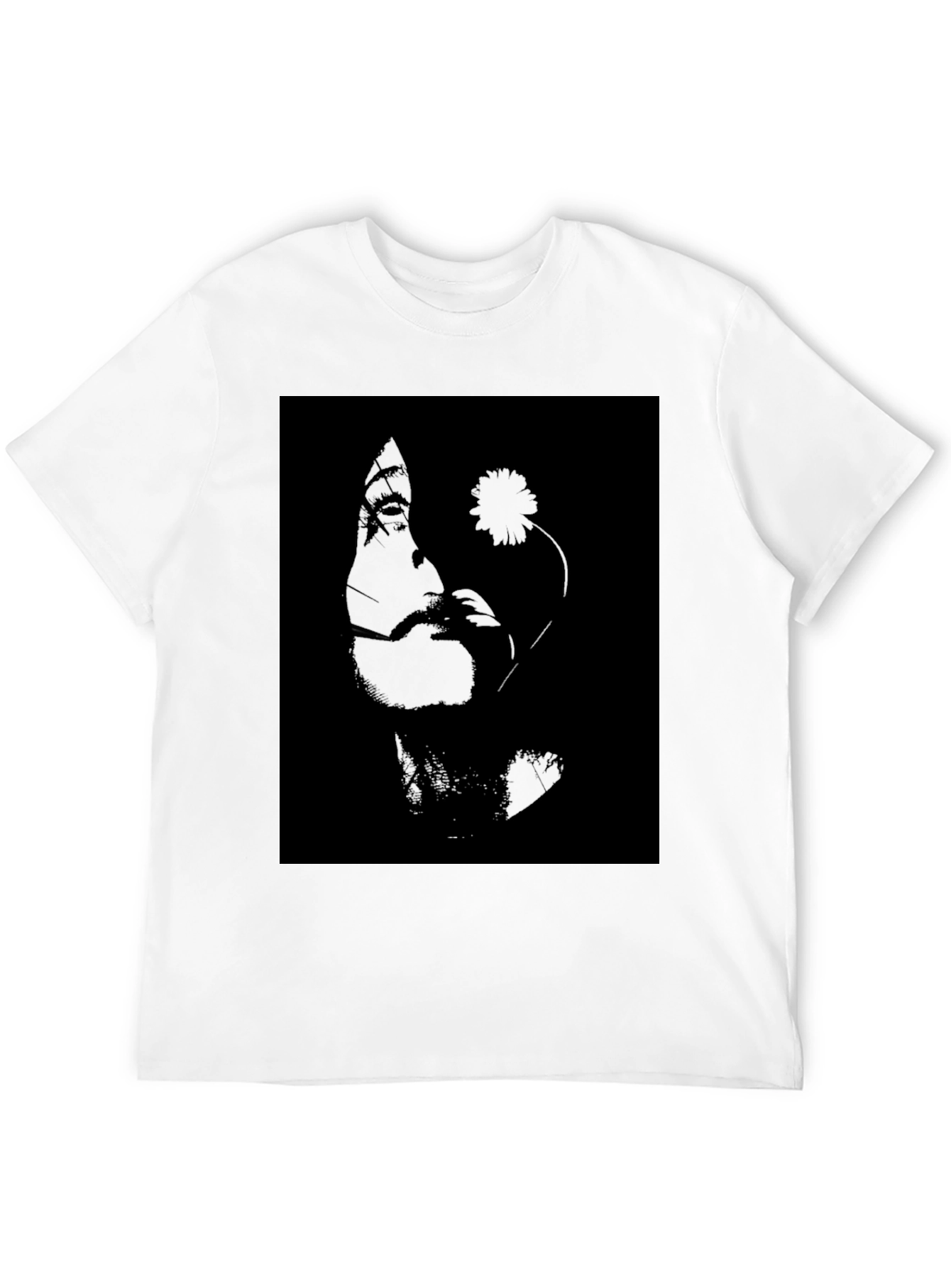 Black Monochrome Portrait Graphic Tee - Classic Black Cotton view 12