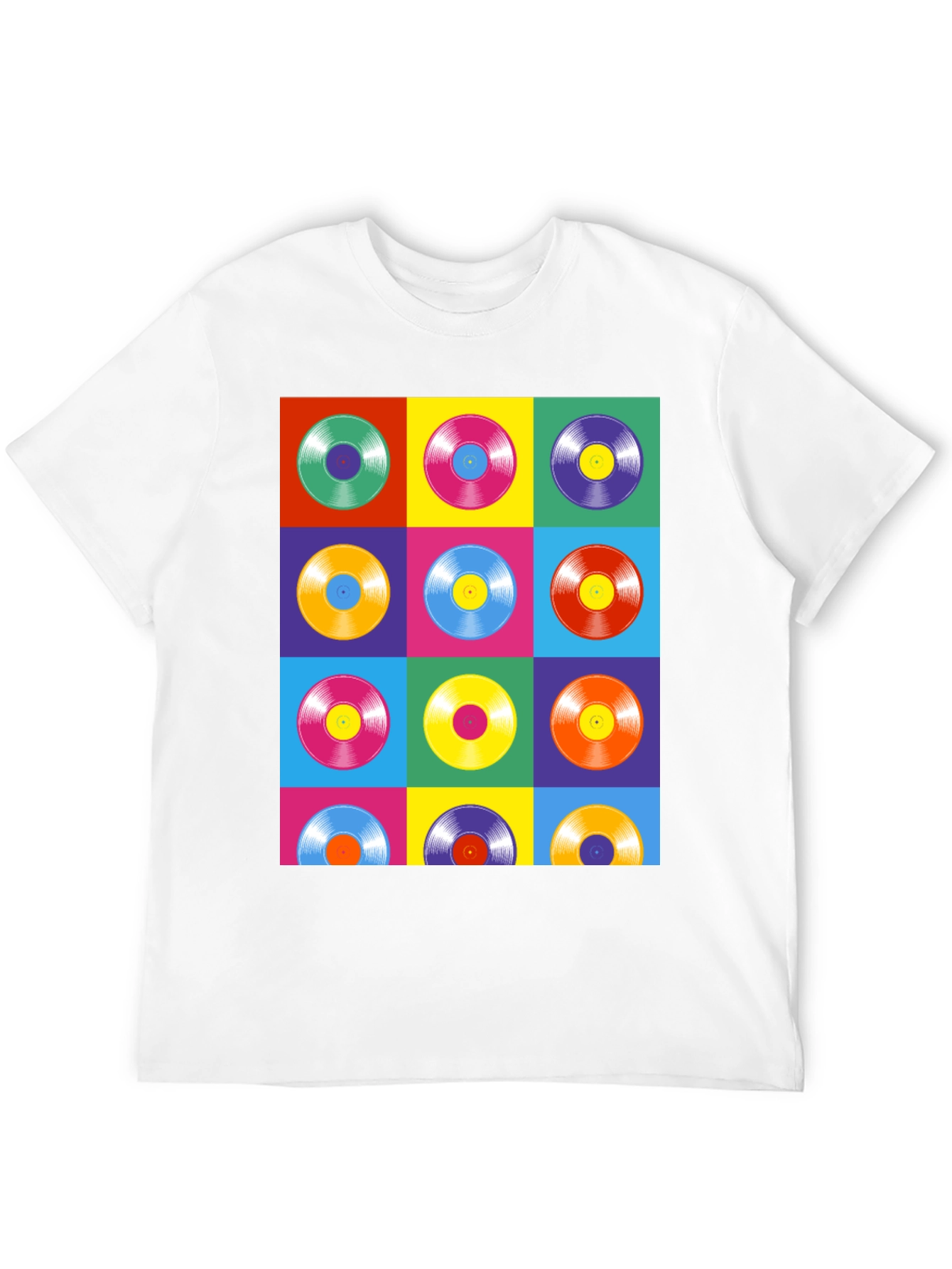 Black Retro Vinyl Record Pop Art T-Shirt view 12