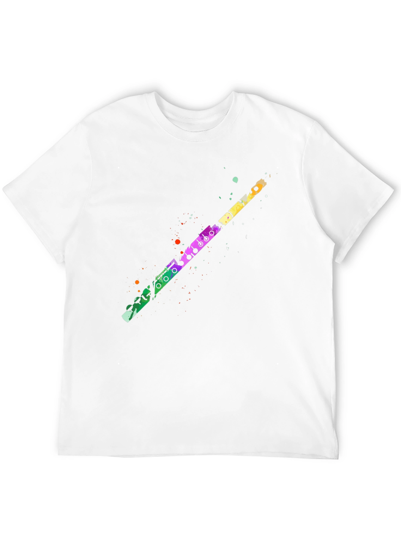 Black Colorful Flute Graphic Tee - Unisex Black T-Shirt view 12