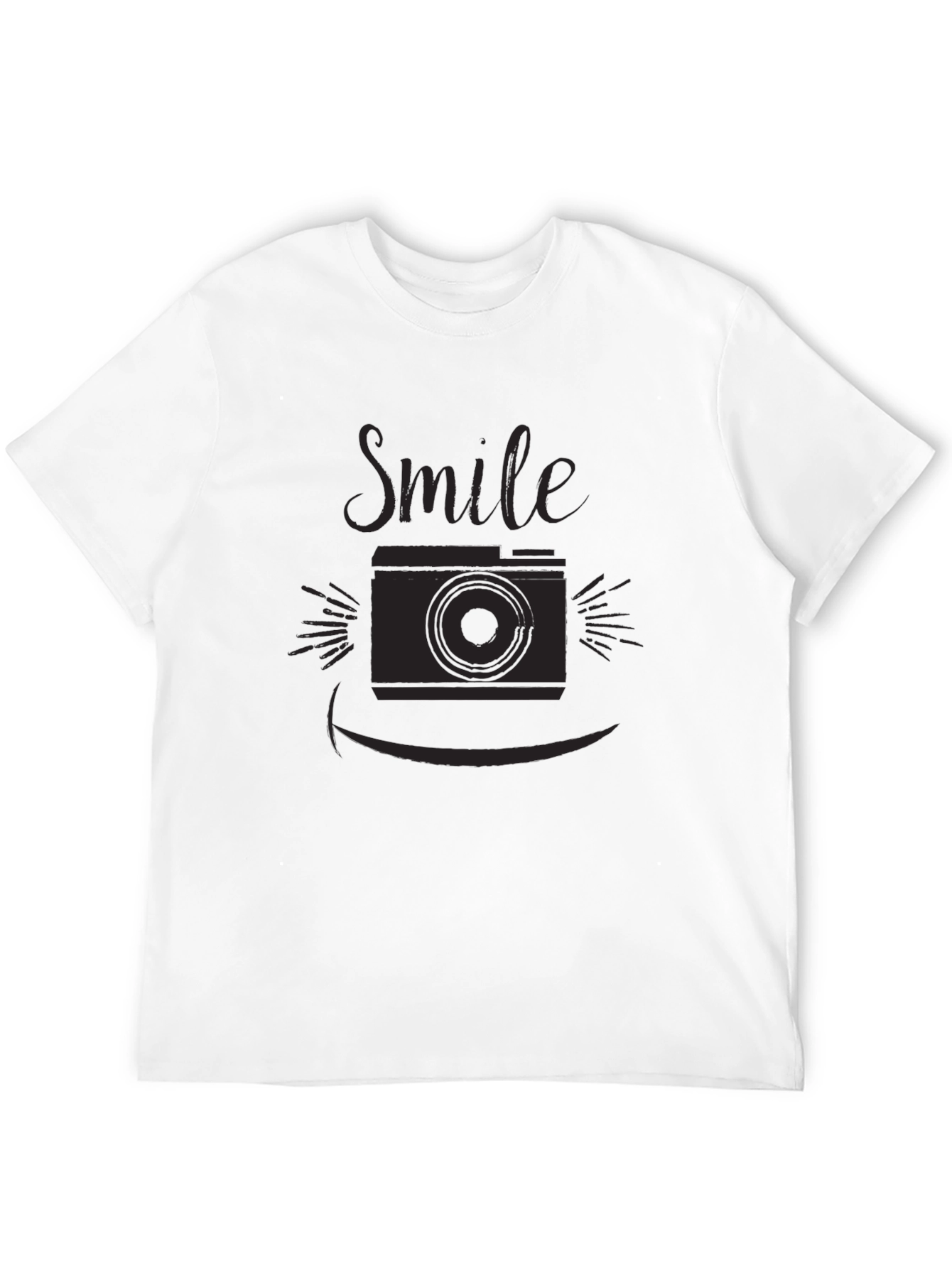Black Smile Camera Graphic T-Shirt - Black Cotton Blend view 12