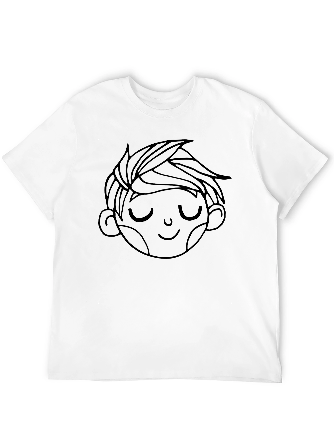 Black Men's Black Tee with Boy Face Graphic view 12
