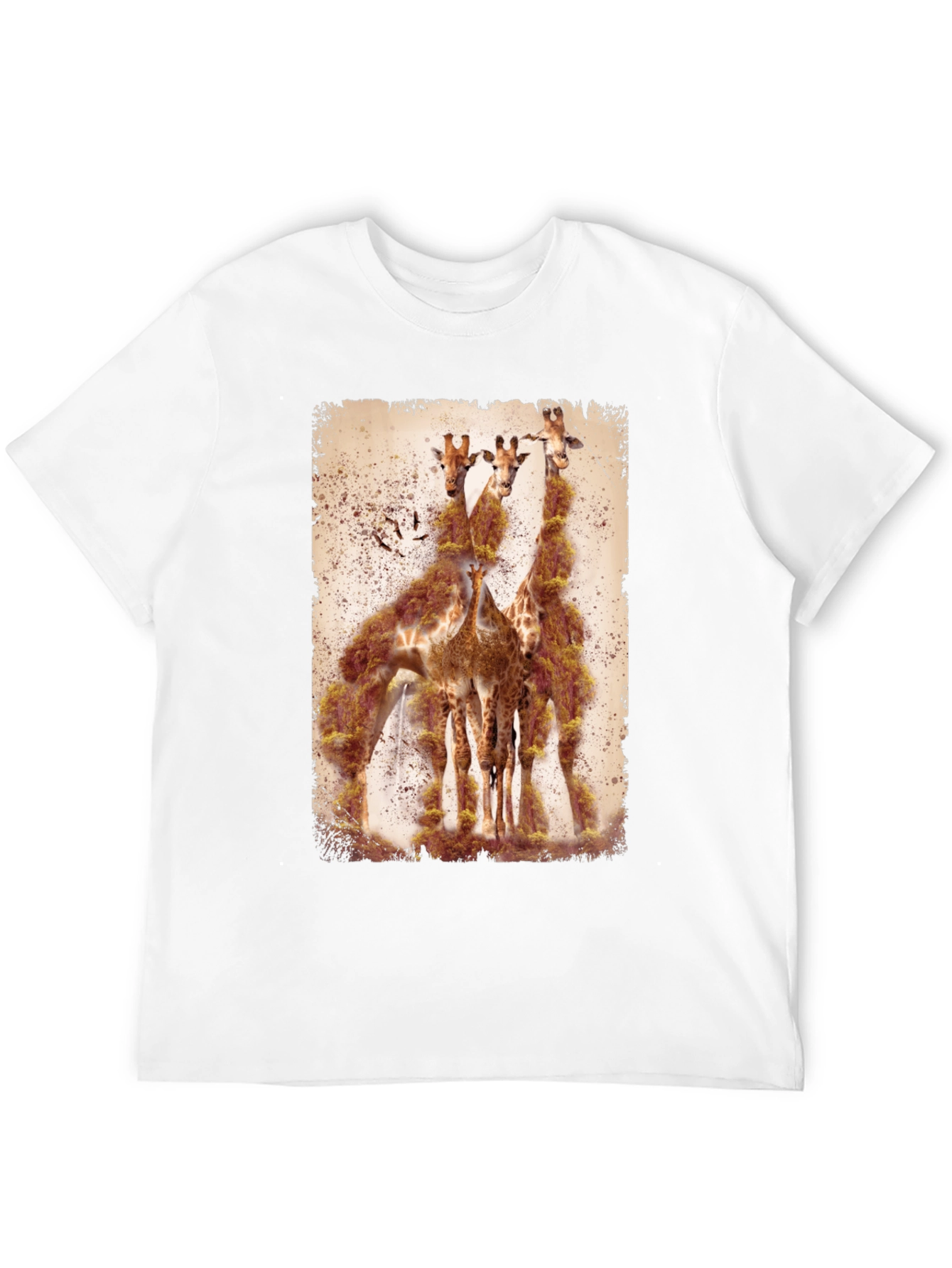 Black Giraffe Print Graphic Tee - Men's Black T-Shirt view 12