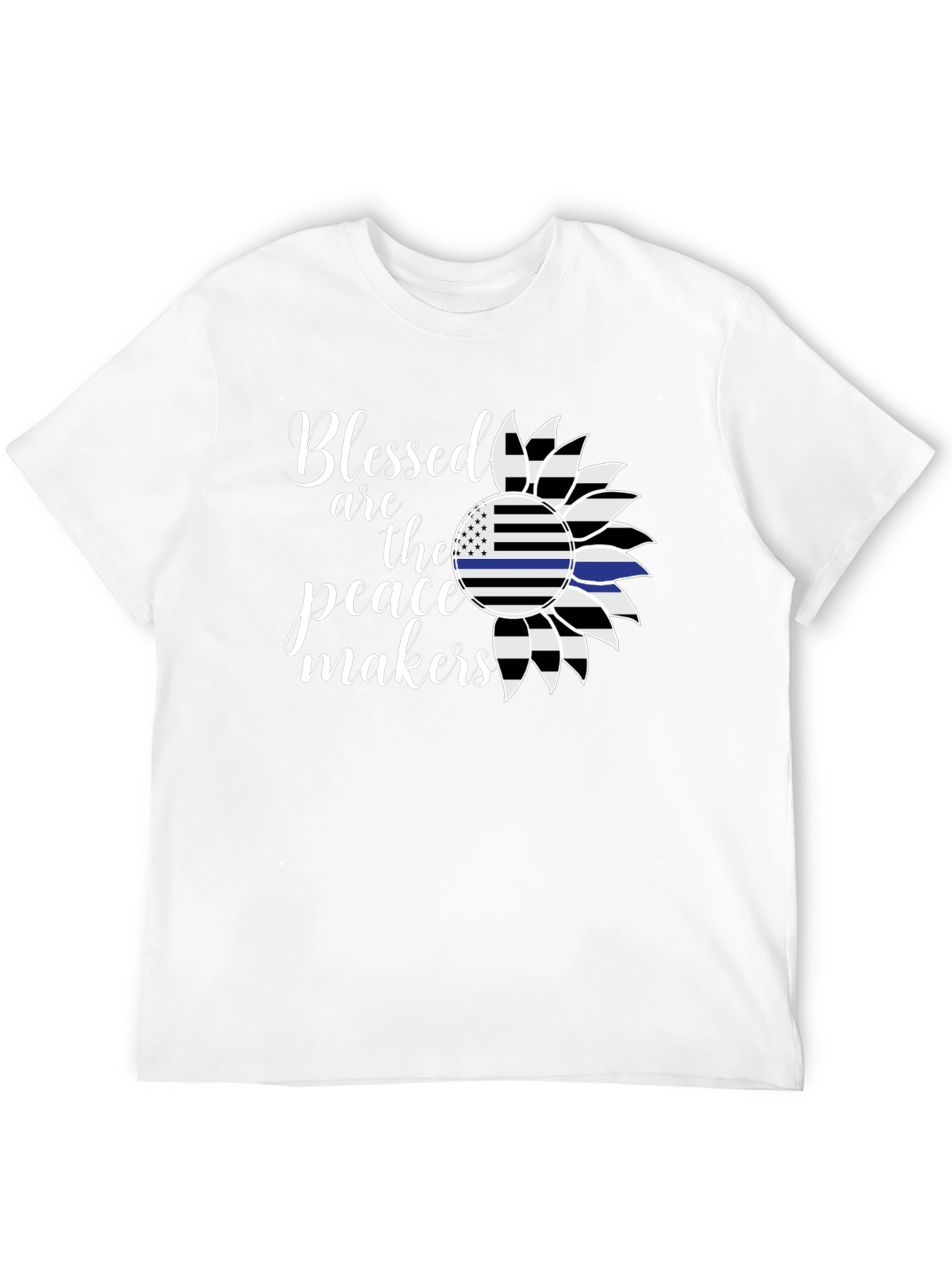 Black Blessed Peacemakers T-Shirt - Thin Blue Line Sunflower view 12