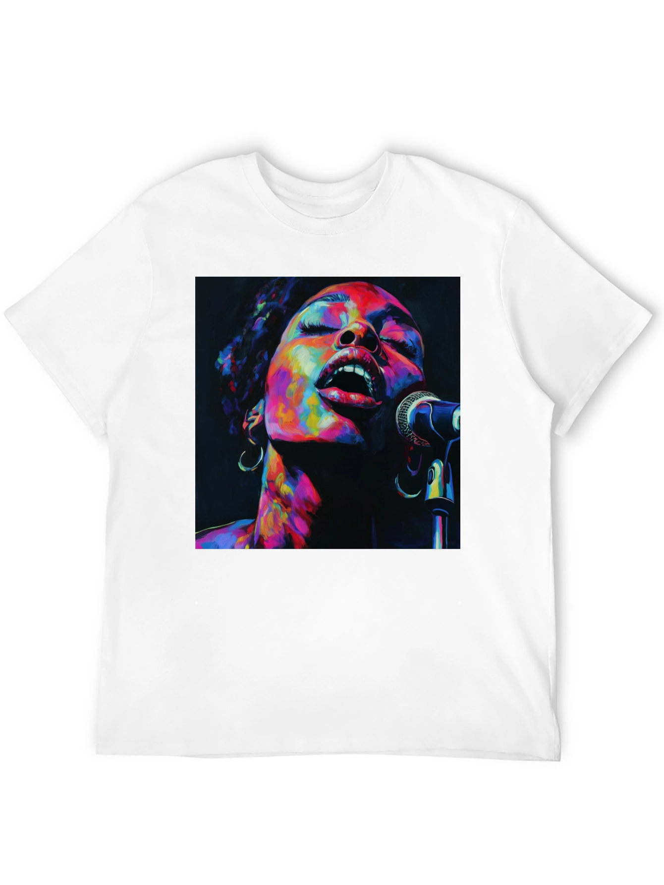 Black Colorful Singer Portrait Black T-Shirt view 12