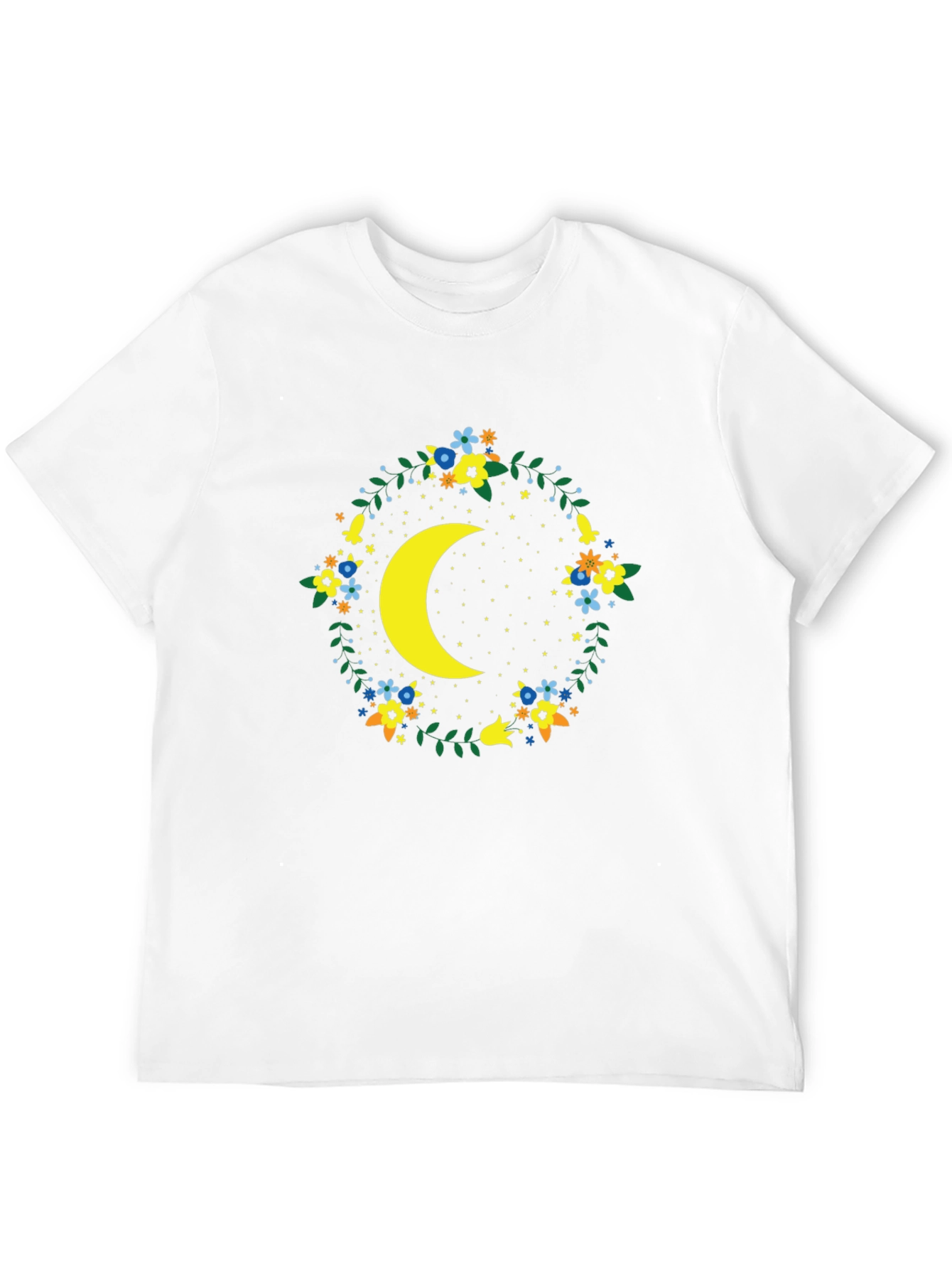 Black Floral Crescent Moon Graphic Tee - Black view 12