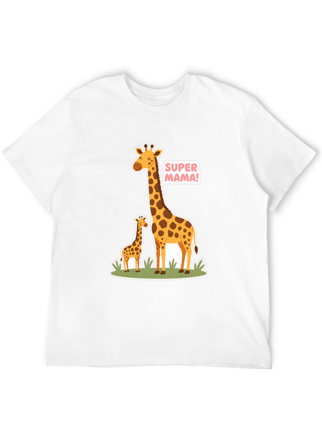 Black Super Mama Giraffe T-Shirt - Black Cotton Tee view 12