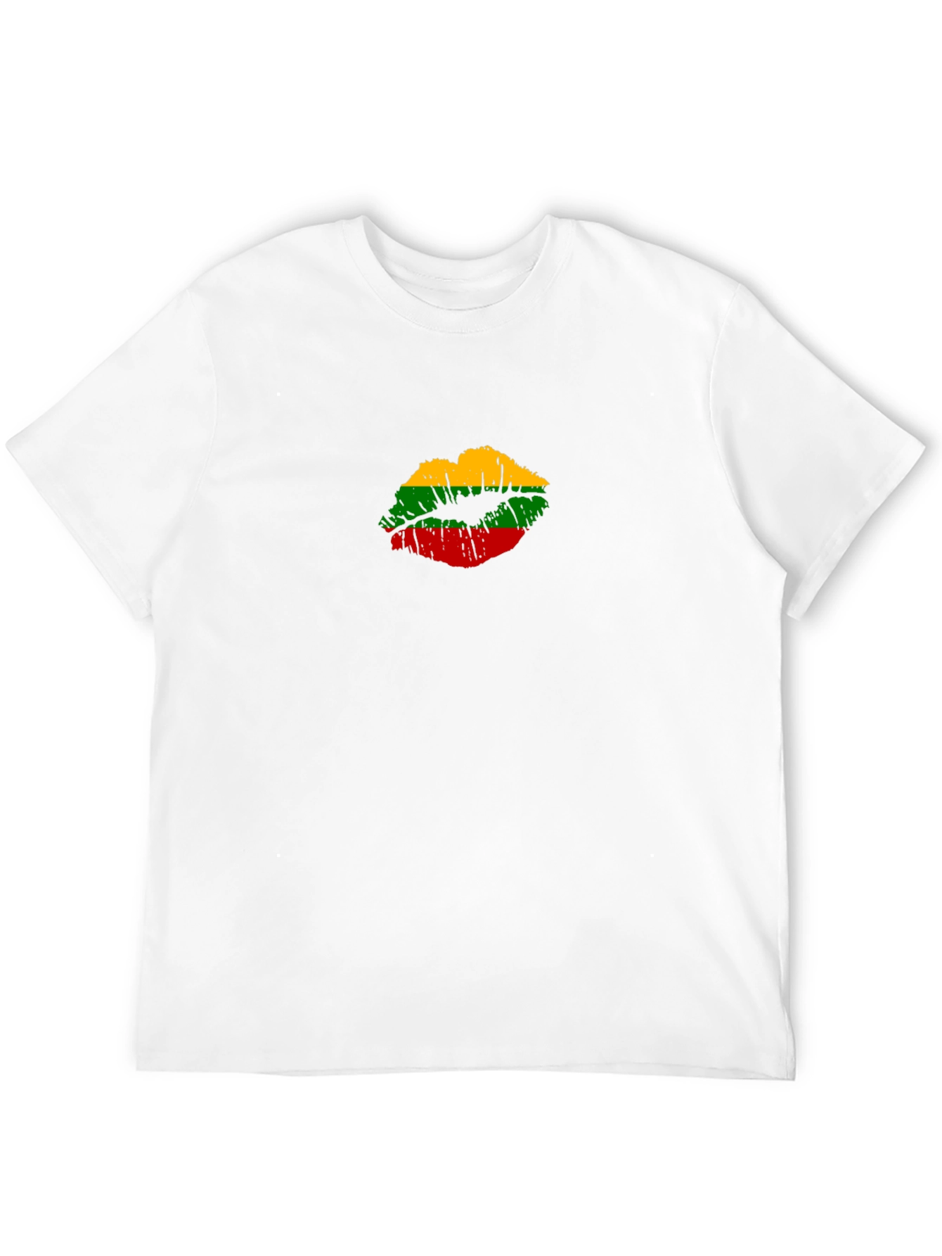 Black Lithuania Flag Lips T-Shirt - Unisex Cotton Tee view 12
