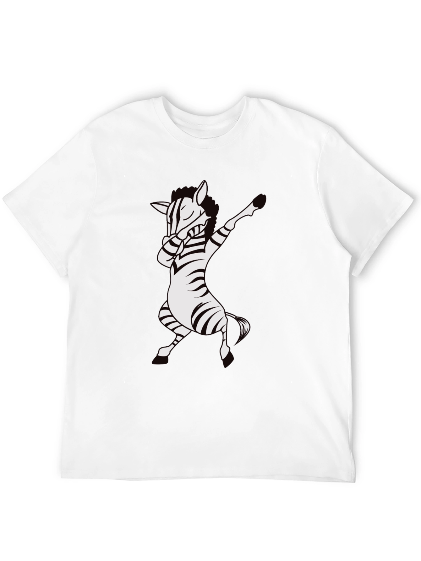Black Dabbing Zebra T-Shirt - Black Cotton Tee view 12
