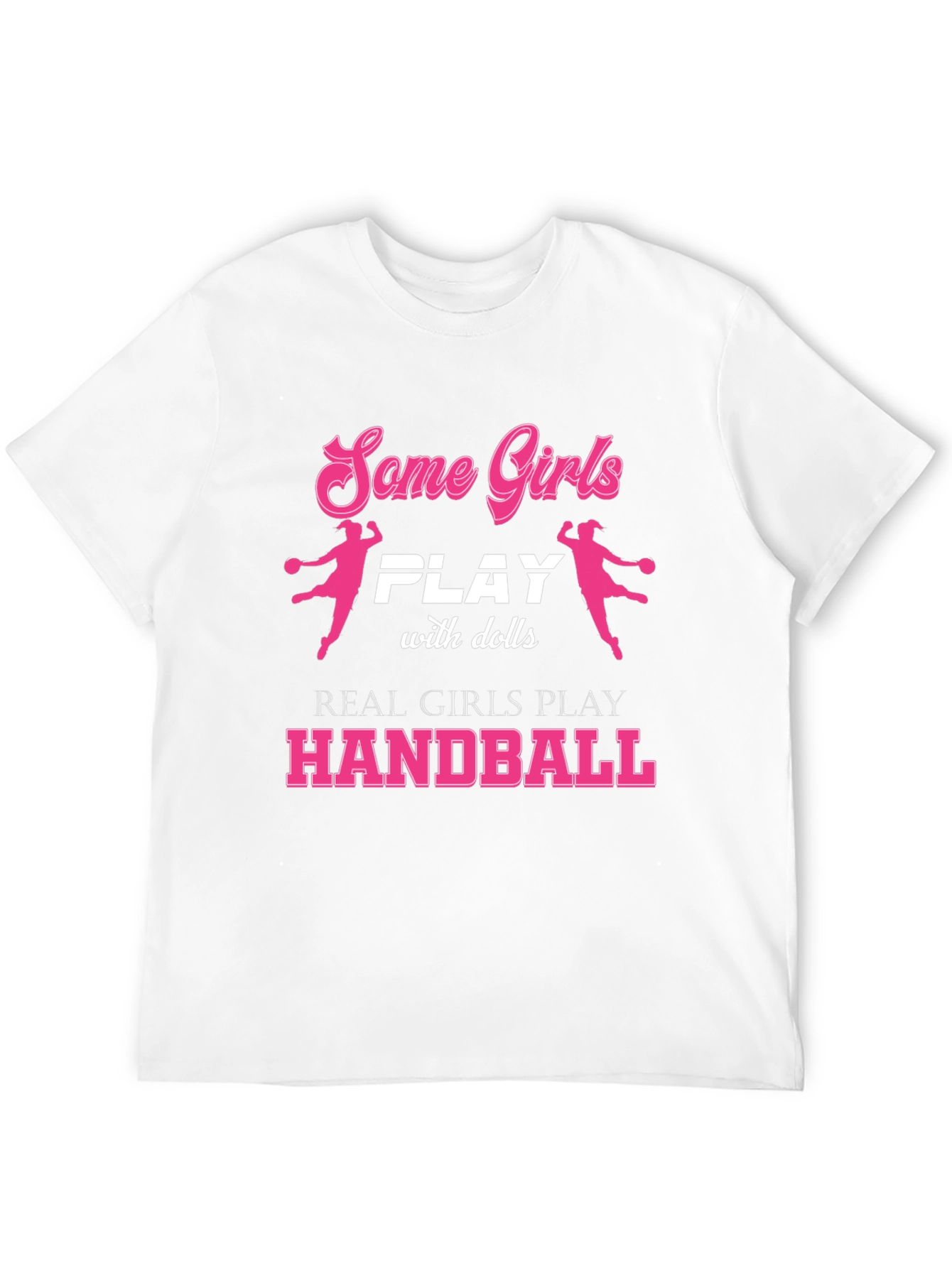 Black Handball Player Girls T-Shirt - Funny Sport Tee view 12