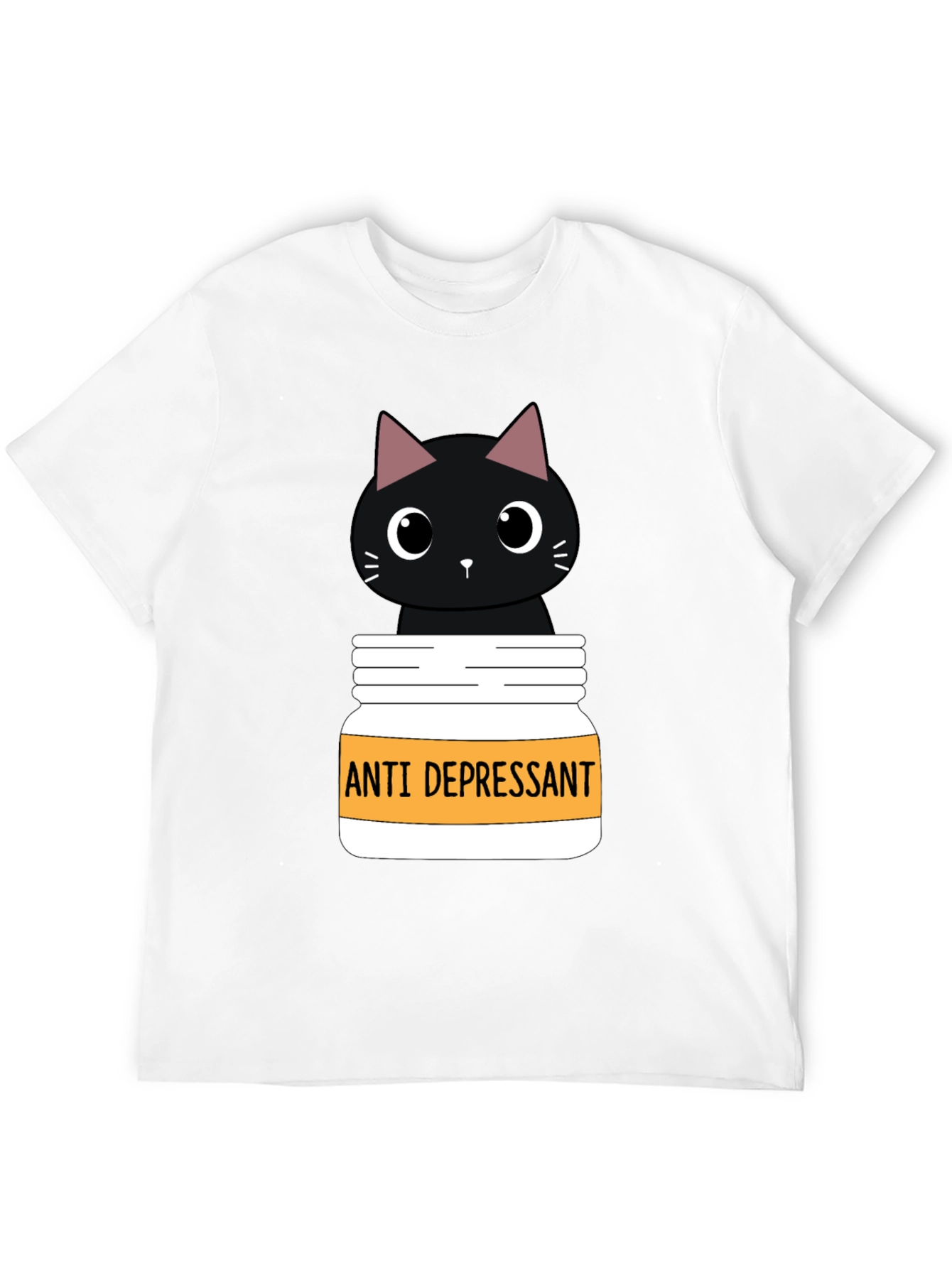 Black Anti Depressant Cat T-Shirt, Funny Graphic Tee view 12