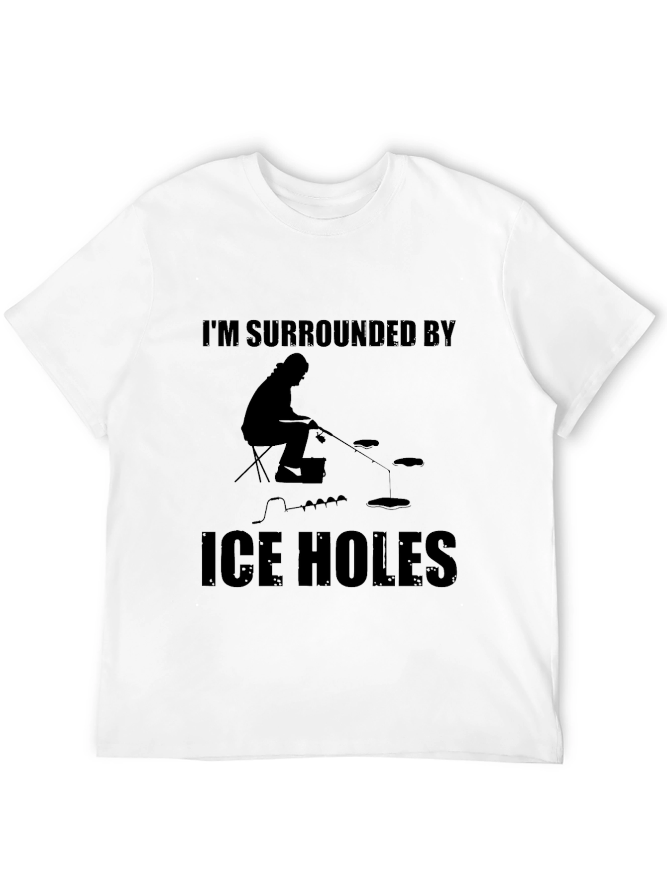 Black I'm Surrounded by Ice Holes Black T-Shirt view 12