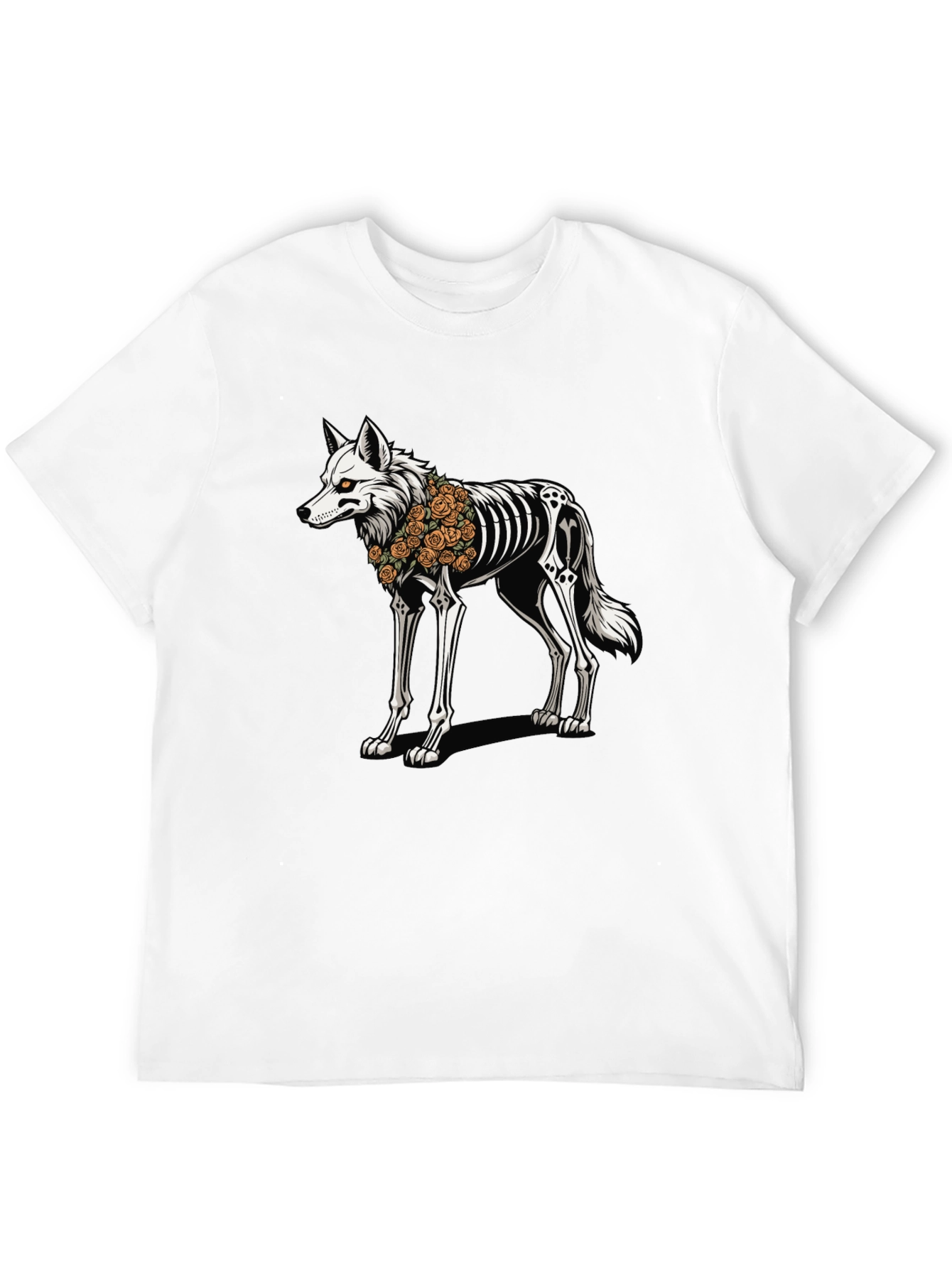 Black Skeleton Wolf Graphic Tee - Day of the Dead Style view 12