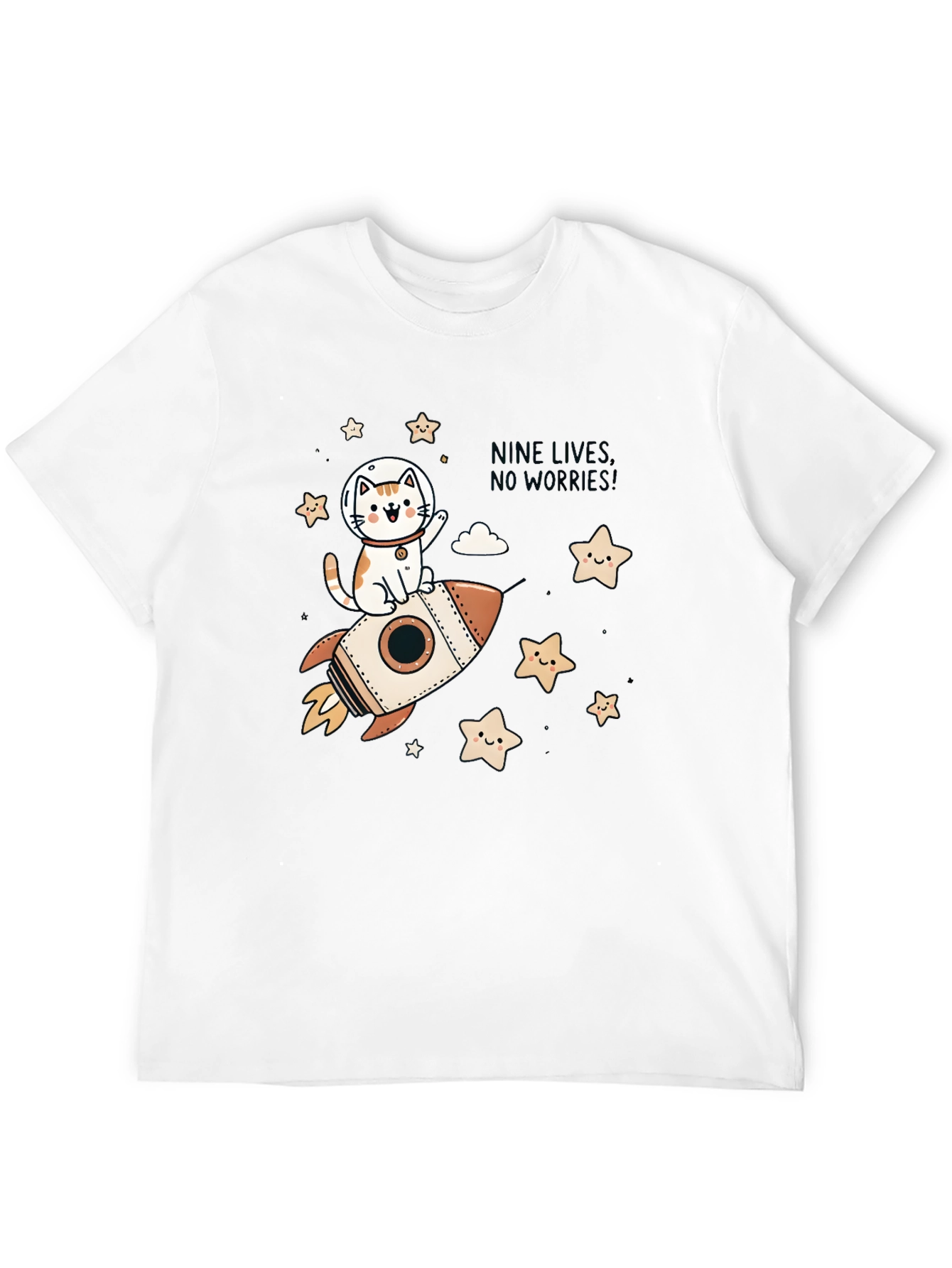 Black Cosmic Cat T-Shirt: Nine Lives, No Worries! view 12