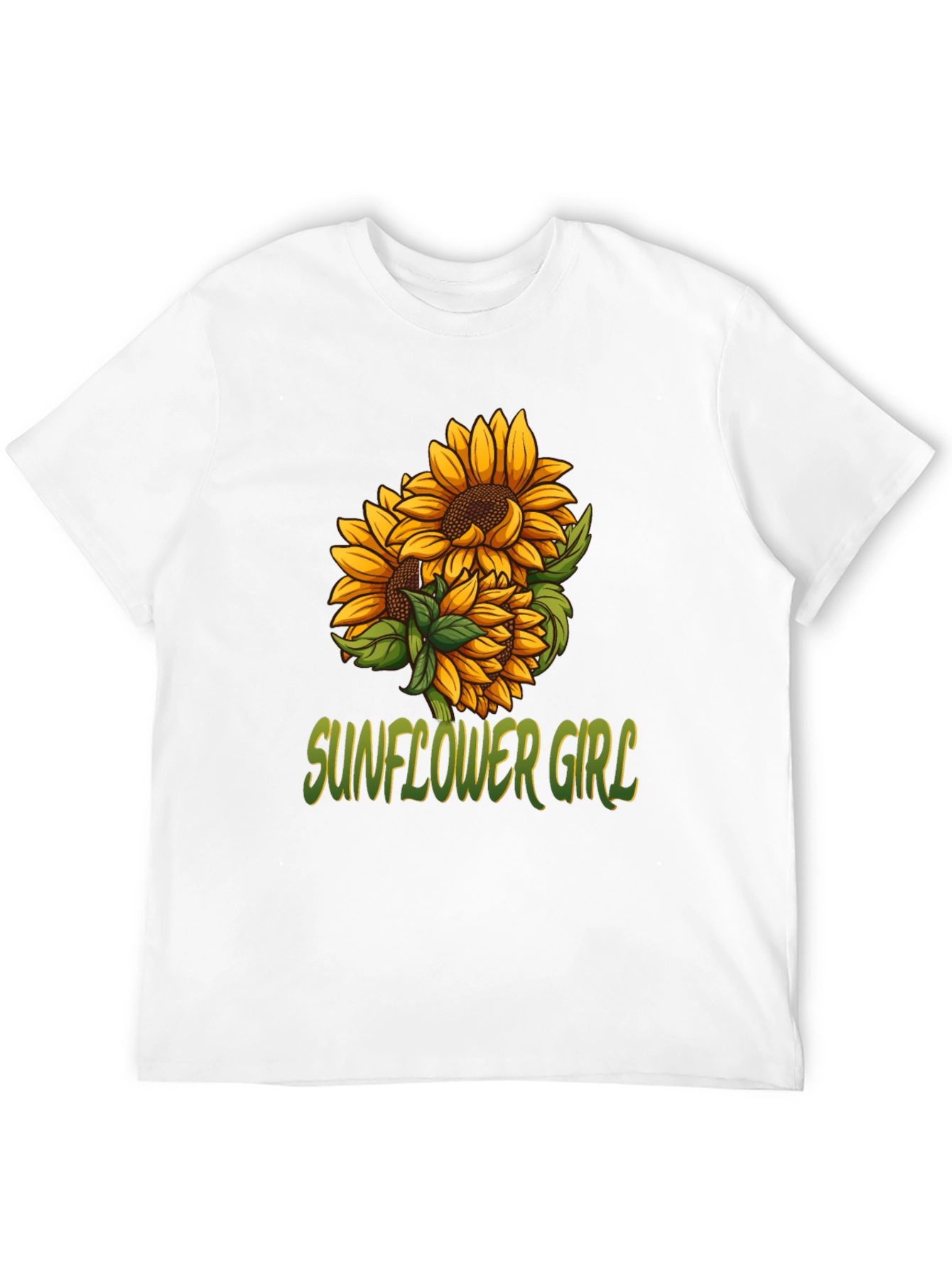 Sunflower Girl Graphic Tee - Black Cotton Casual T-Shirt - 12