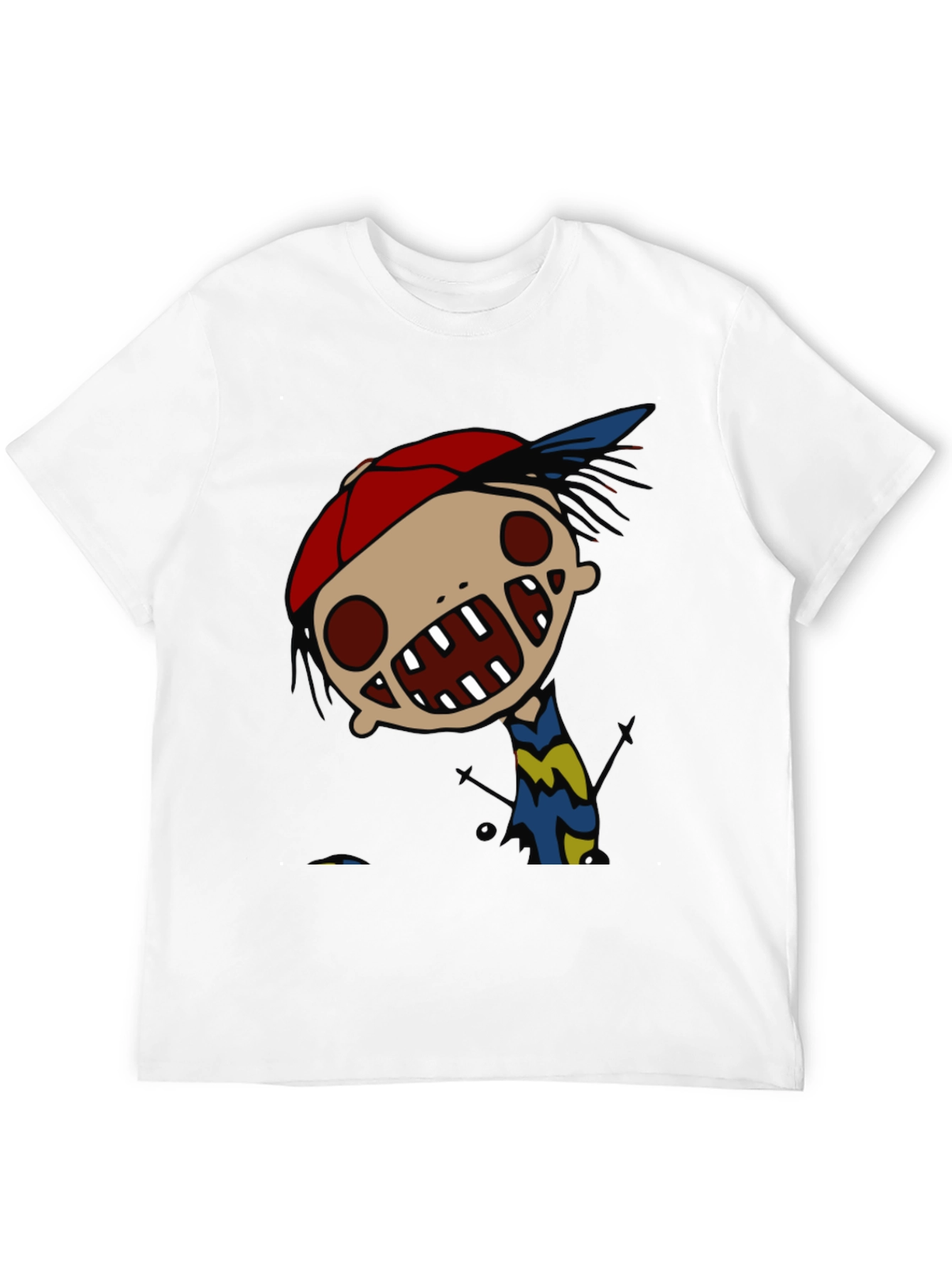 Black Cartoon Character Graphic Tee - Quirky Black T-Shirt view 12