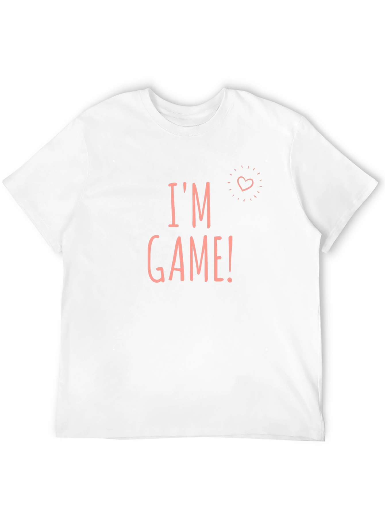 Black I'm Game! Graphic Tee -  Cute Heart Design, Casual Style view 12
