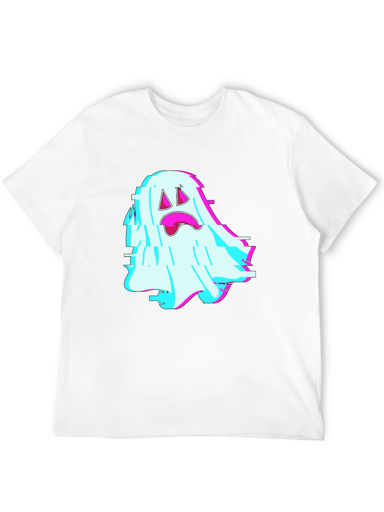 Black Glitch Ghost Graphic Tee - Soft Black Cotton Blend view 12