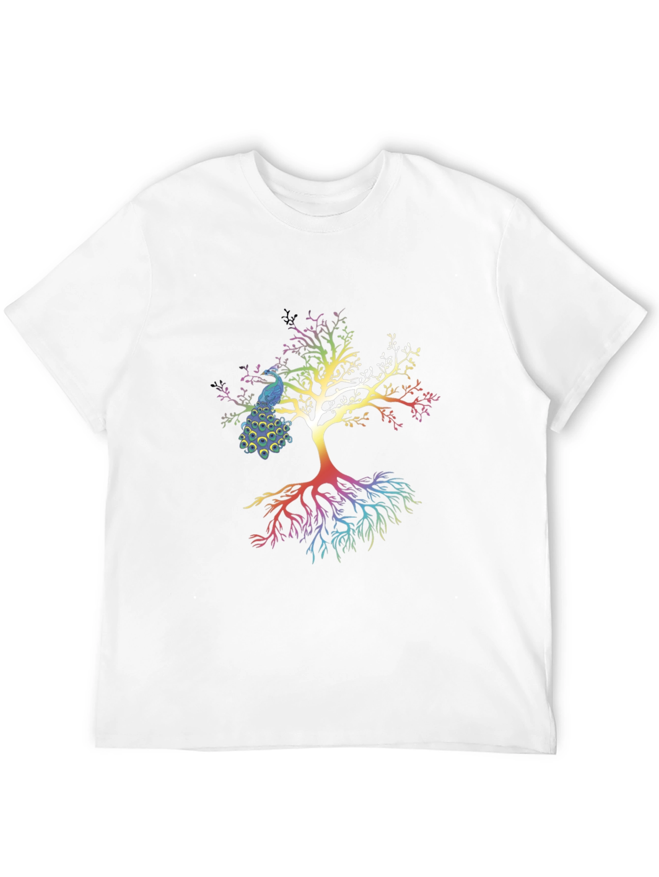 Black Peacock Tree Graphic T-Shirt - Stylish Men's Tee view 12