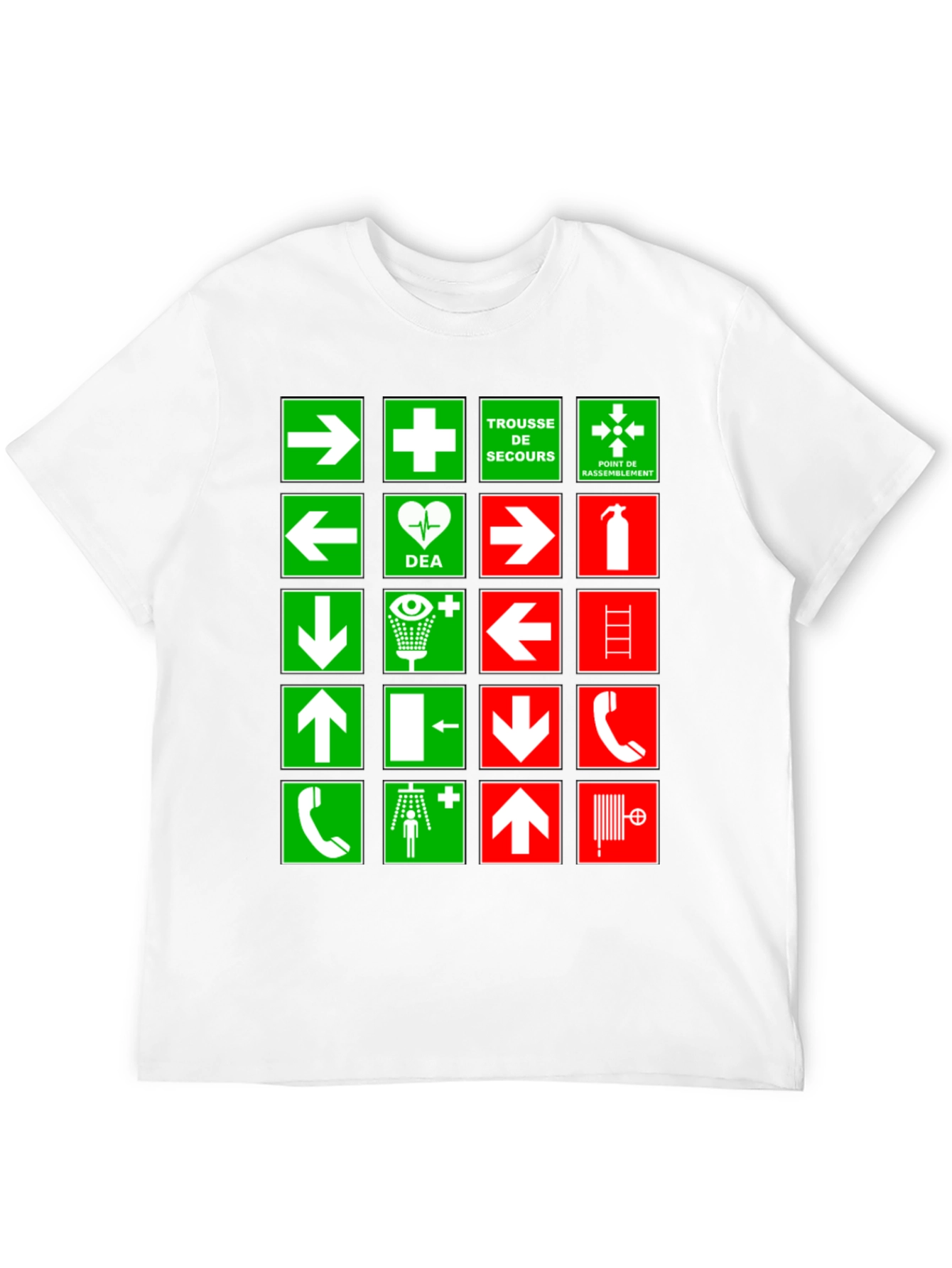 Black Safety Signs T-Shirt - Green & Red Graphic Tee view 12