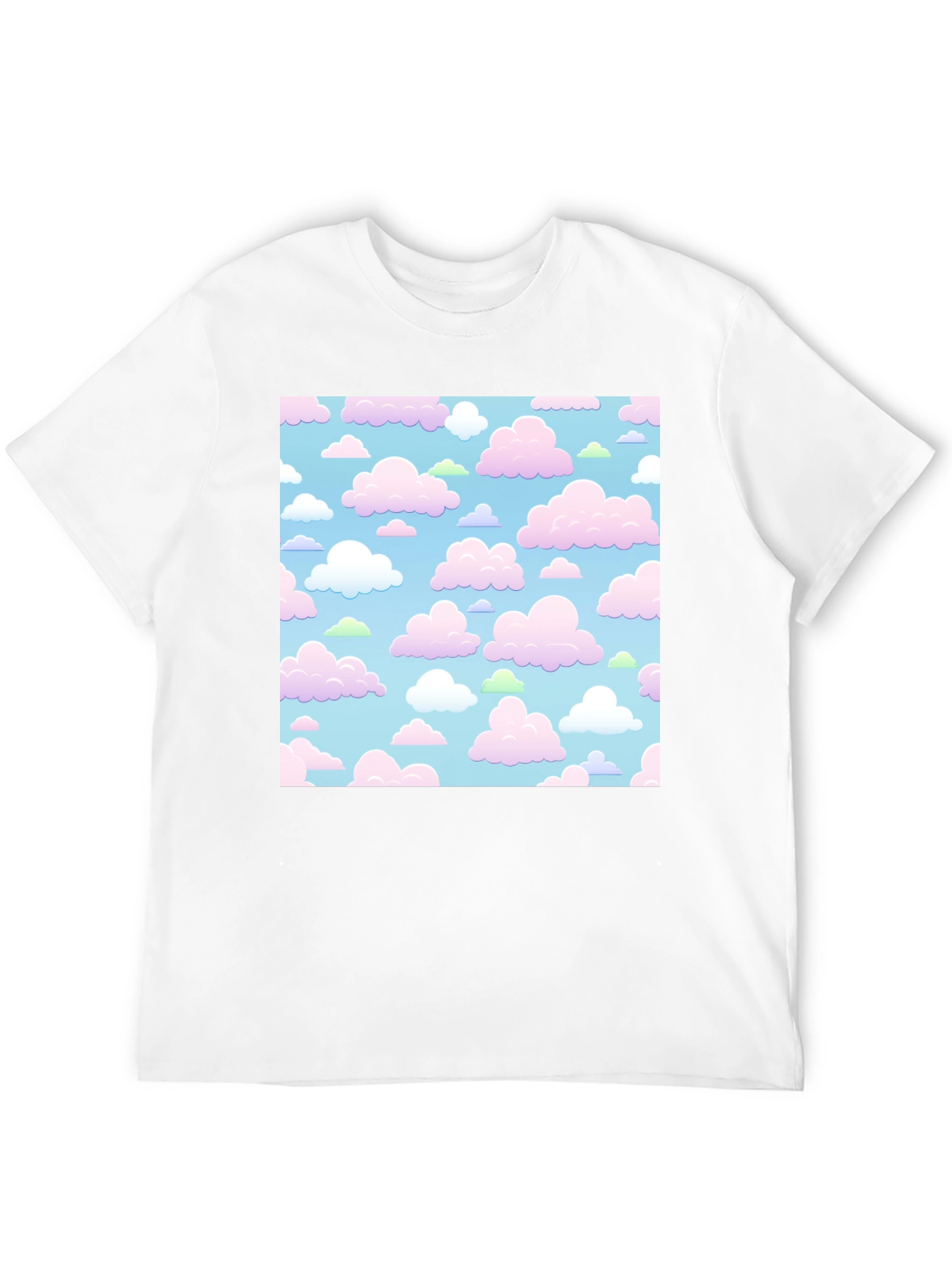 Black Cute Clouds Black T-Shirt view 12