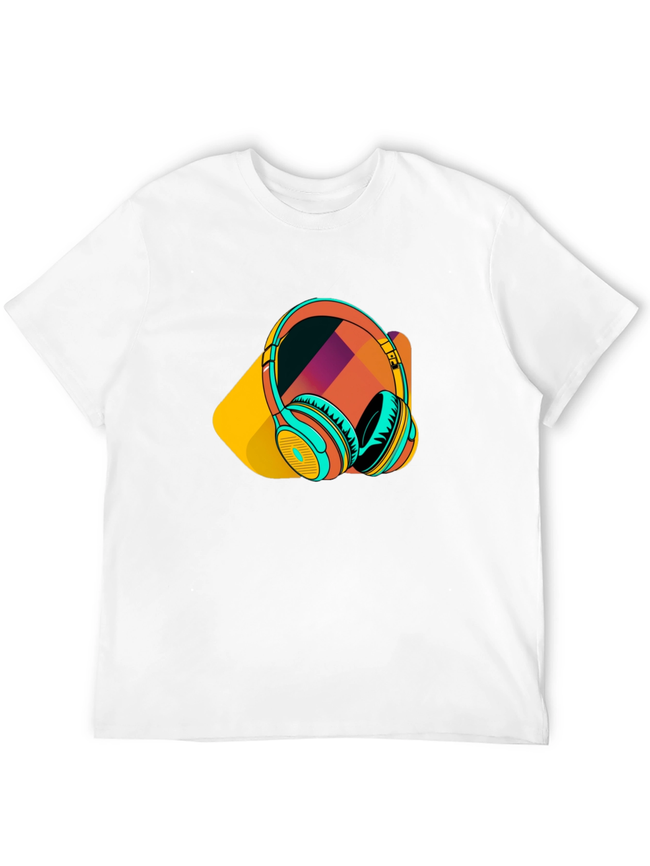 Black Stylish Black T-Shirt with Headphone Graphic view 12