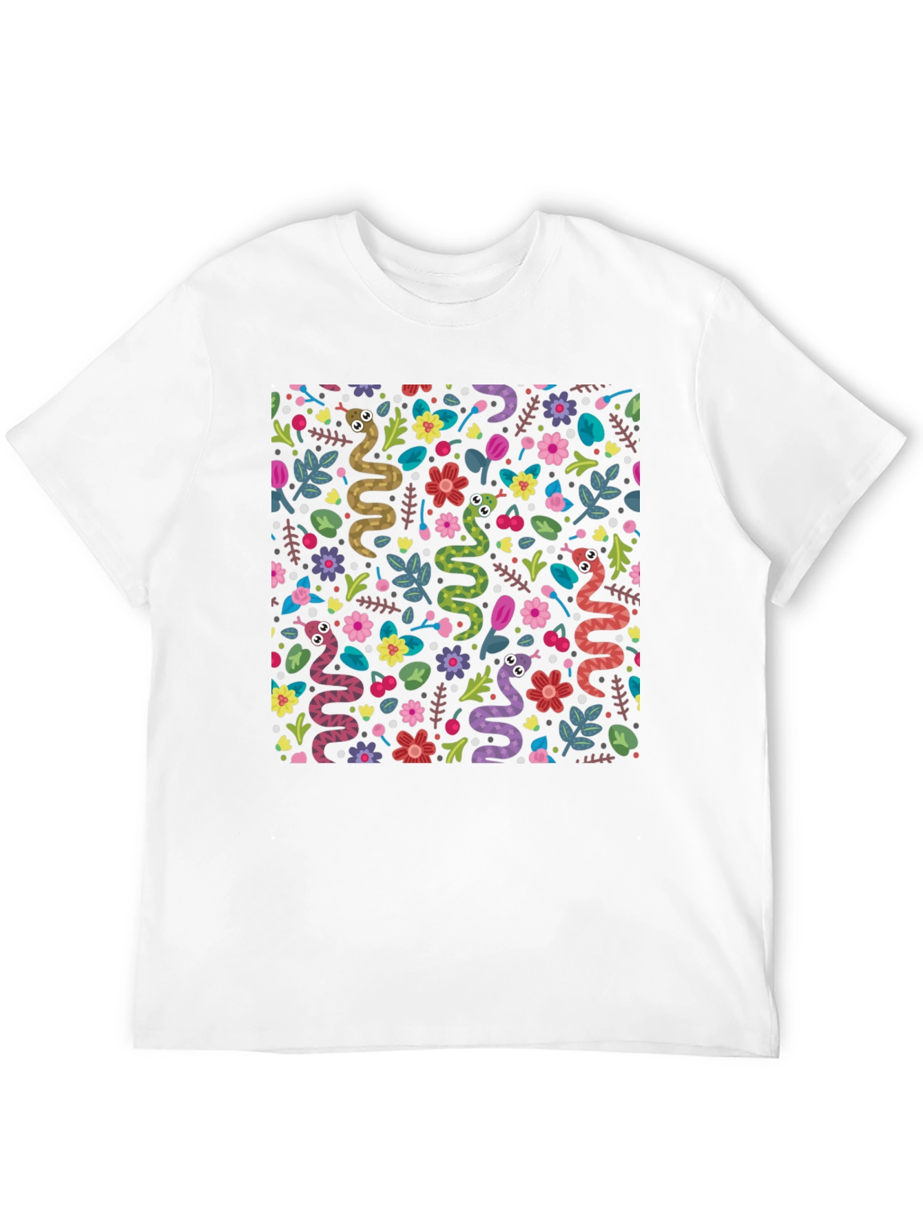 Black Snakes & Flowers Black Tee - Fun Animal Print view 12