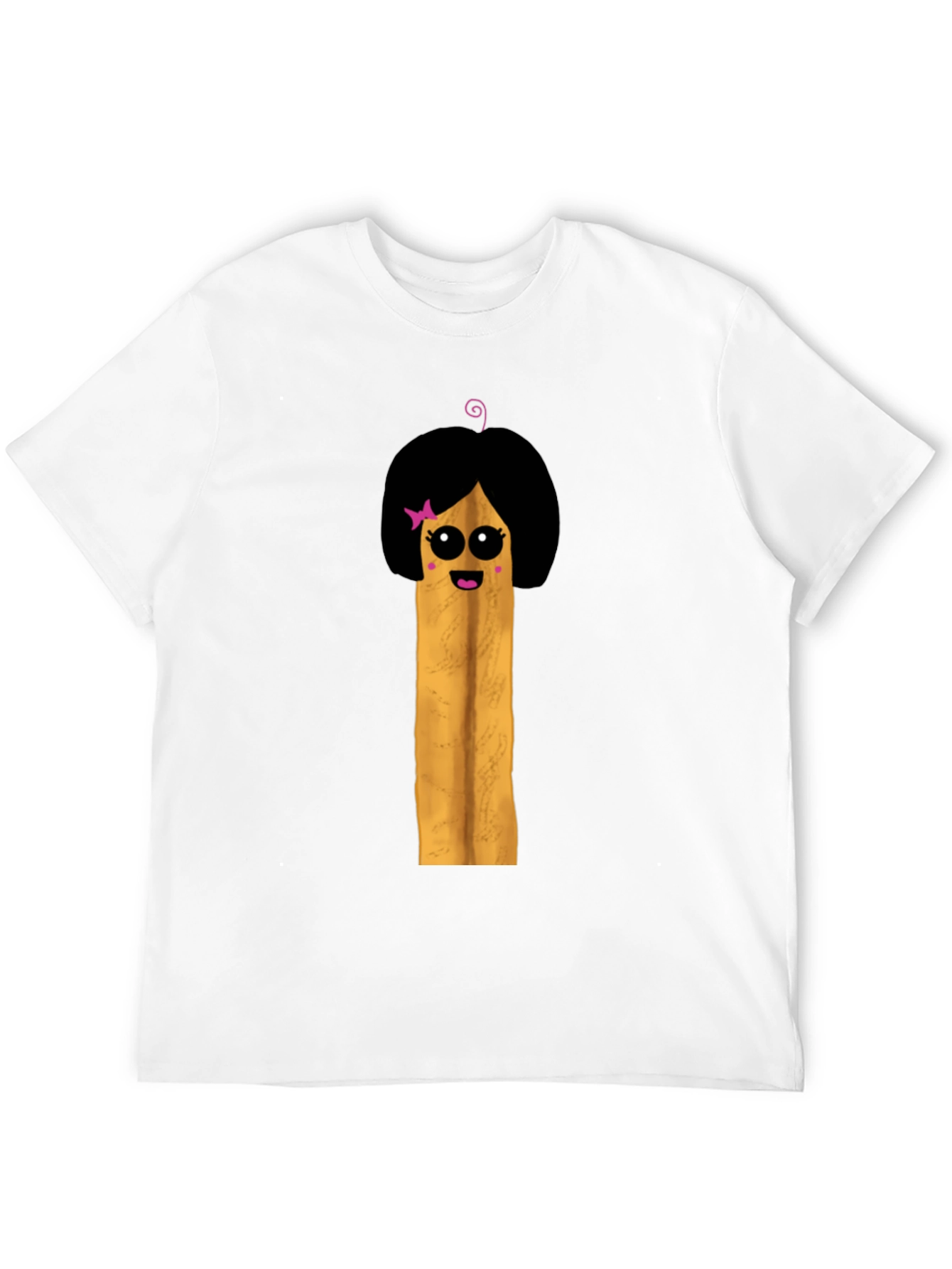 Black Fun Cartoon French Fry Girl Black T-Shirt view 12