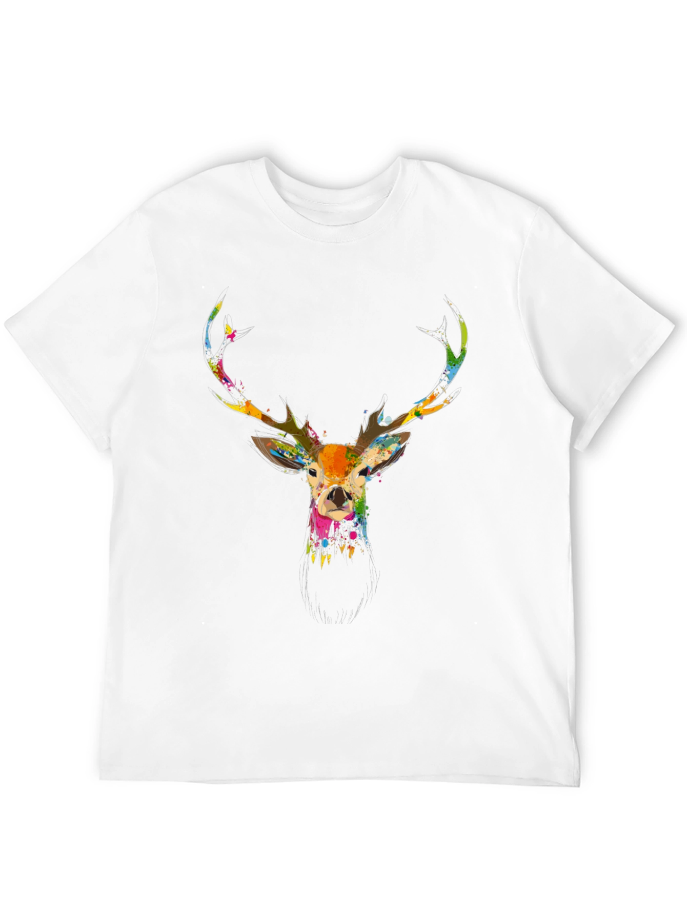 Black Stylish Men's Black Deer Print T-Shirt view 12
