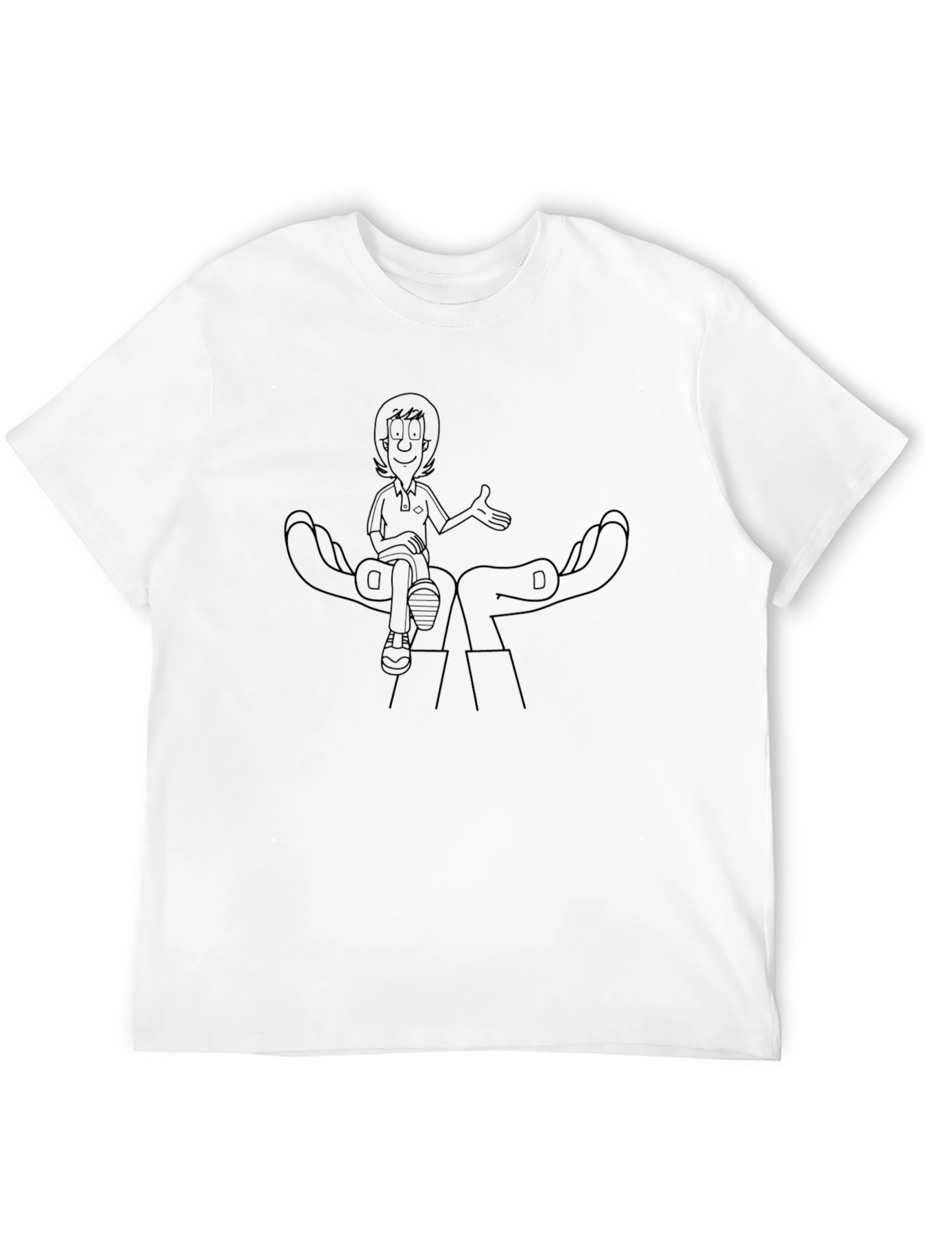 Black Novelty Graphic Tee - Cartoon Hand Design - Comfort Fit view 12