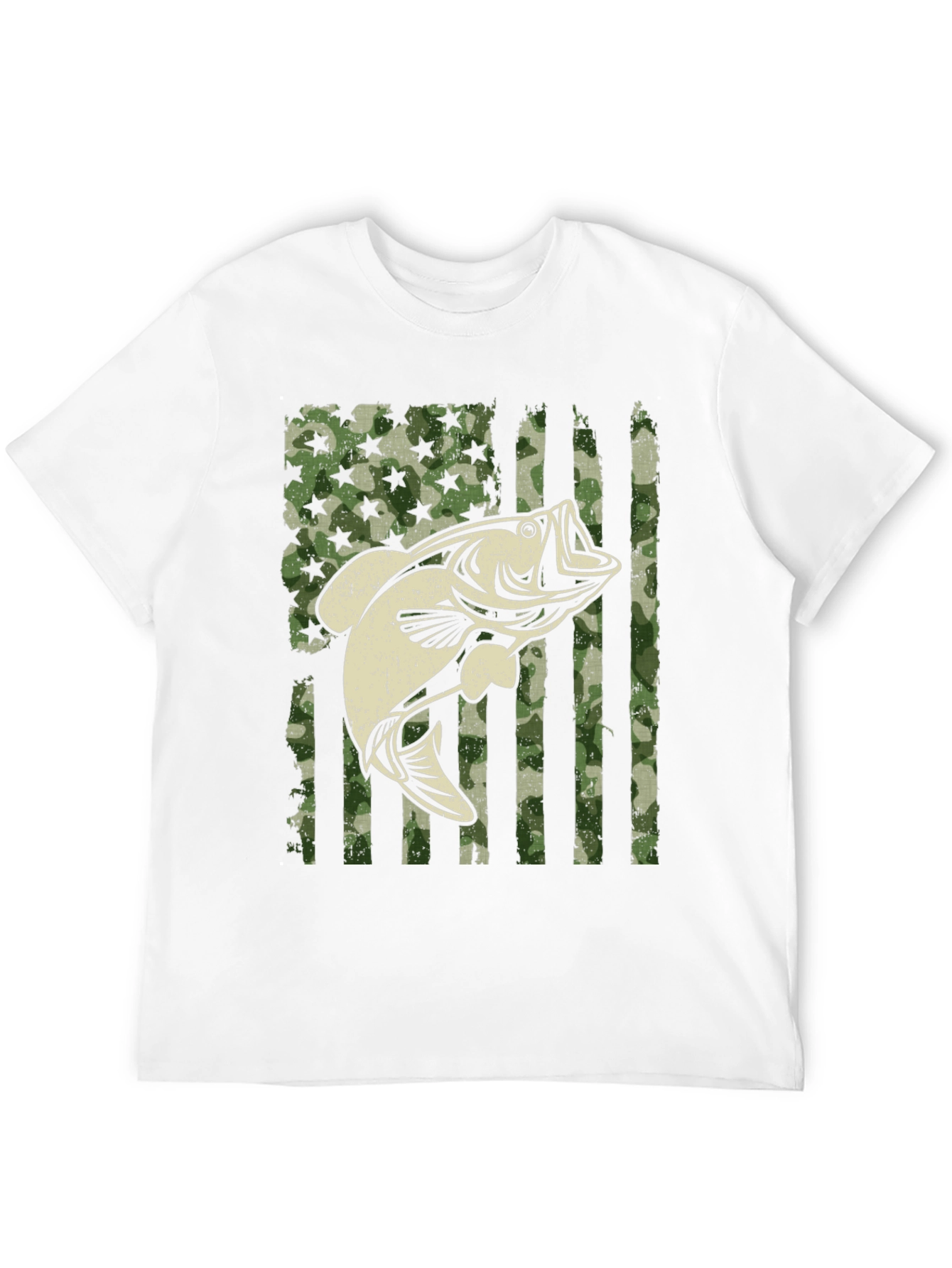 American Flag Camo Bass Fishing Graphic Tee - 12