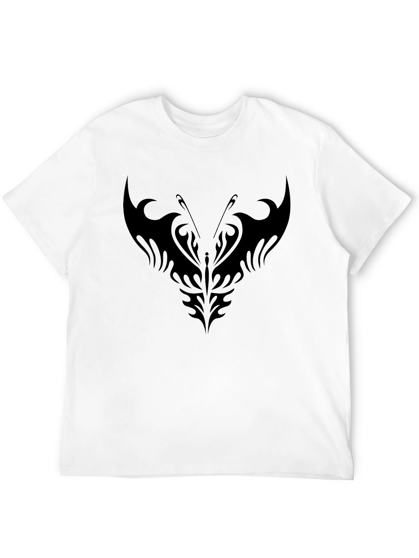 Black Tribal Butterfly Graphic Black T-Shirt view 12