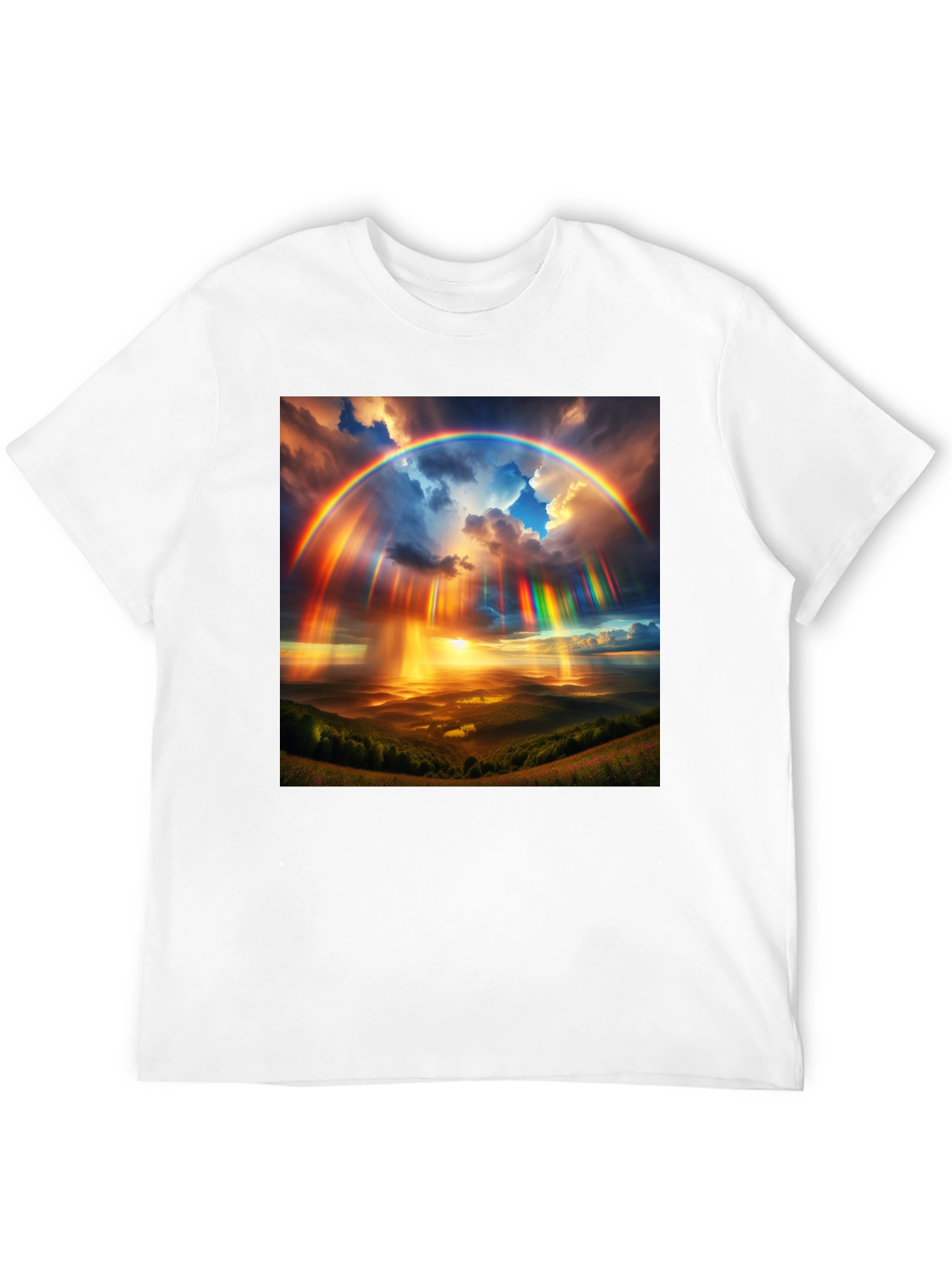 Black Rainbow Sky T-Shirt - Vivid Colors, Unique Design view 12