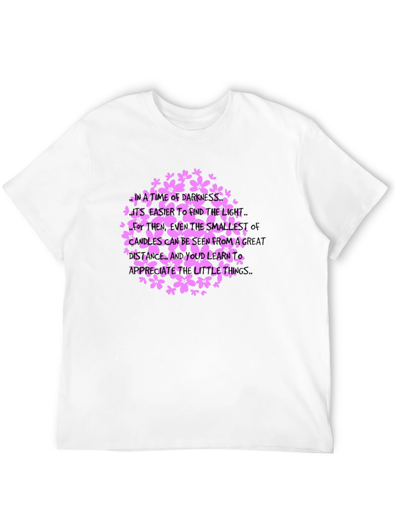 Black Floral Inspirational Quote T-Shirt view 12