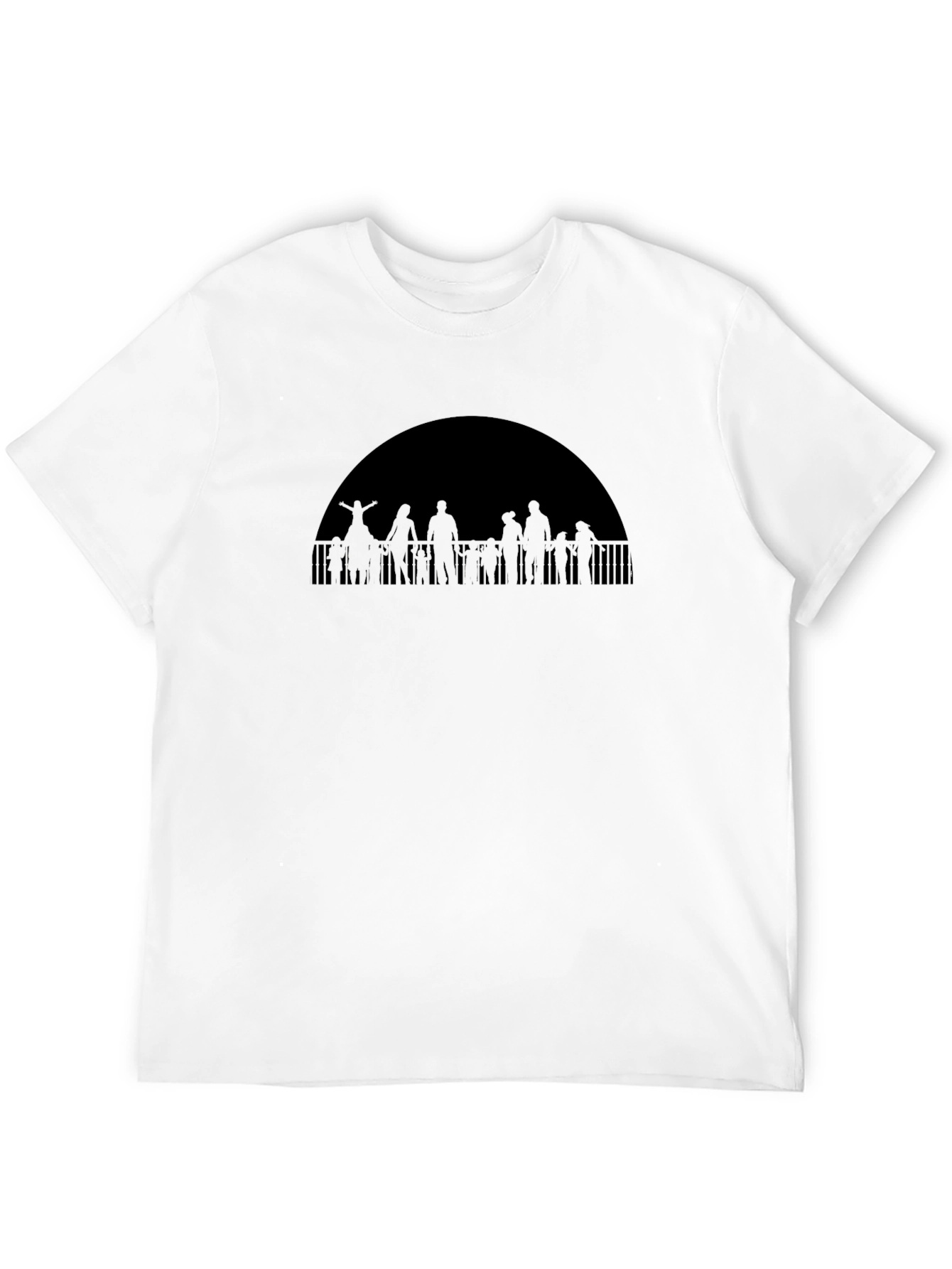 Black Silhouetted Crowd Graphic Tee view 12