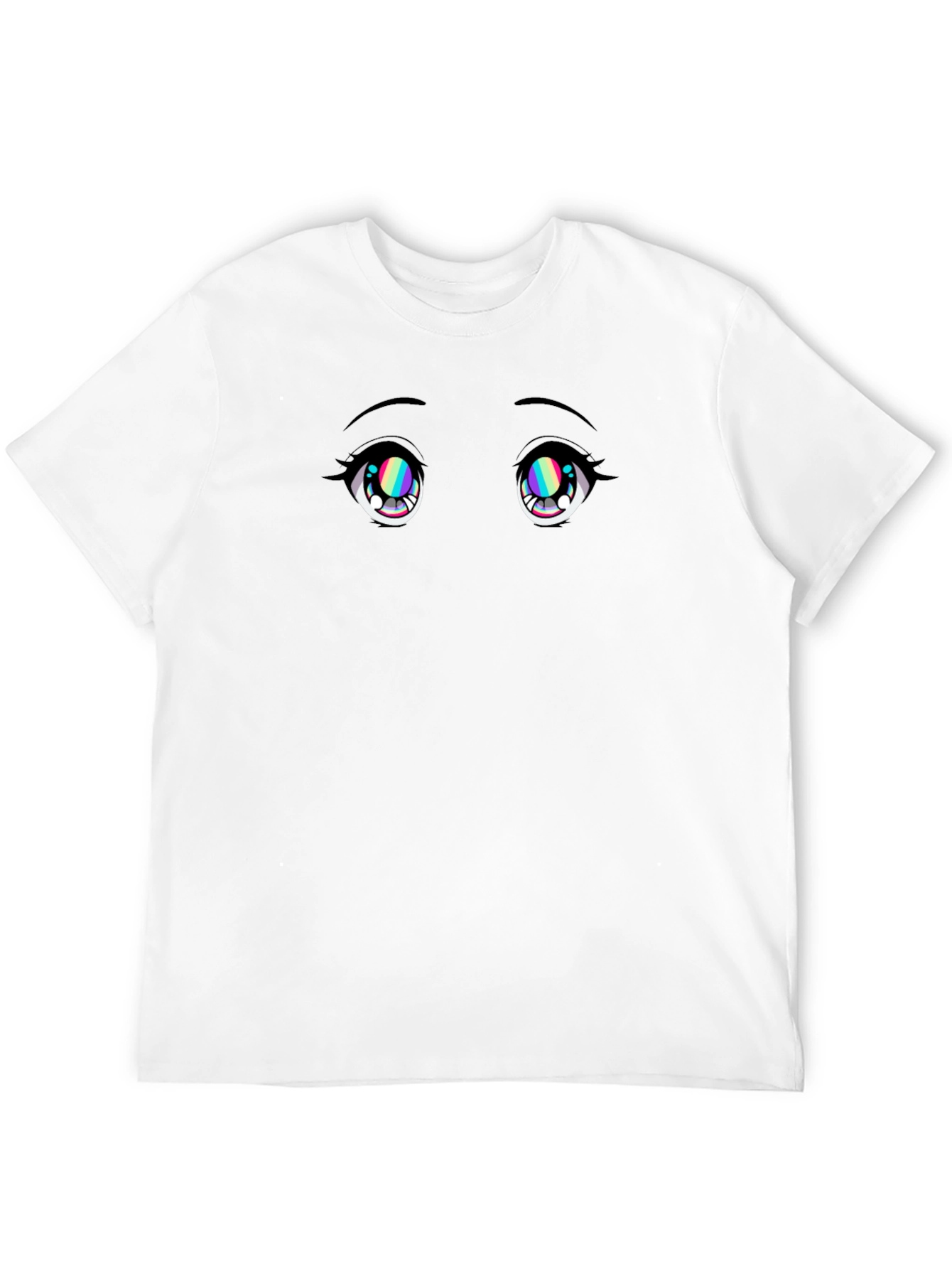 Black Anime Eyes Graphic Tee - Black Cotton T-Shirt view 12
