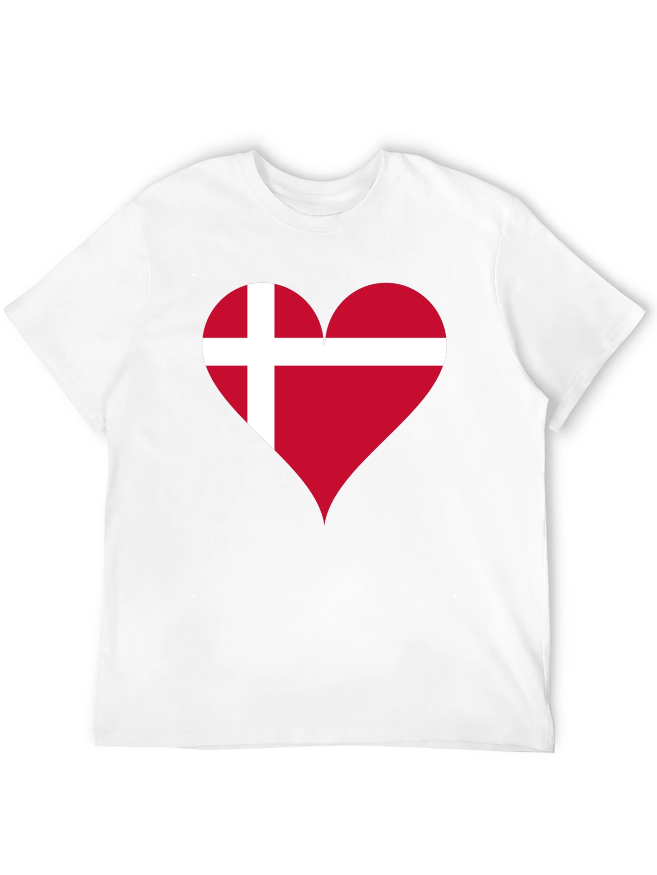 Black Denmark Flag Heart T-Shirt - Show Your Love! view 12