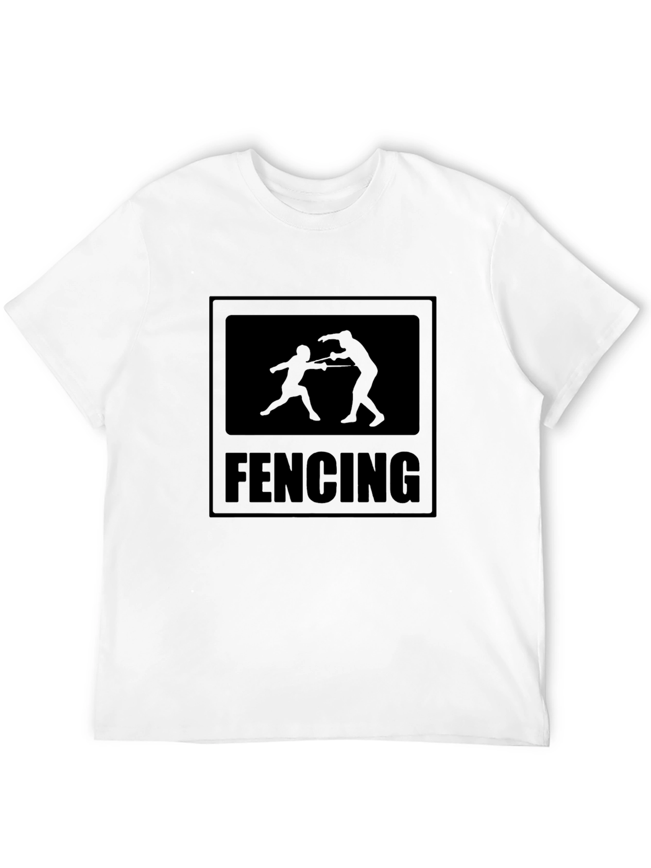 Black Fencing T-Shirt Black Silhouette Design view 12