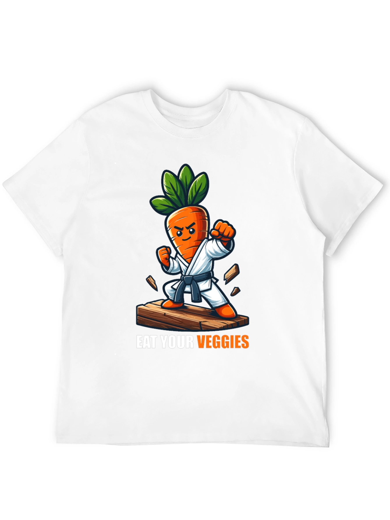 Black Eat Your Veggies Karate Carrot T-Shirt view 12