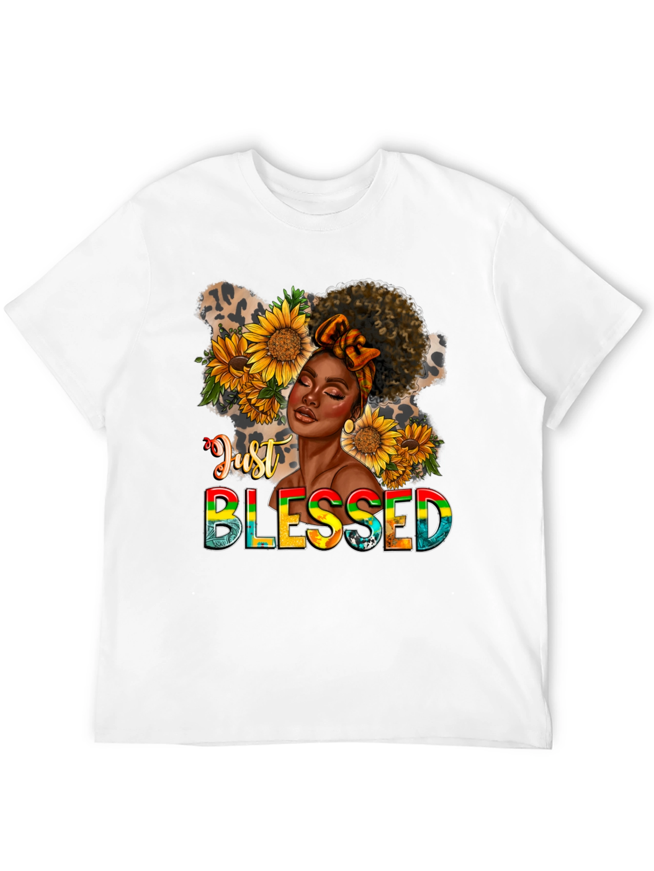 Black Just Blessed Black Woman Sunflower Graphic T-Shirt view 12