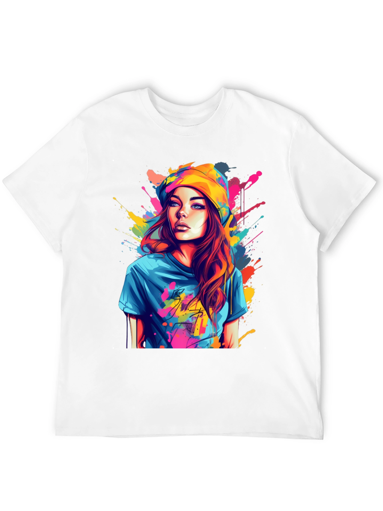 Black Colorful Art Girl T-Shirt view 12