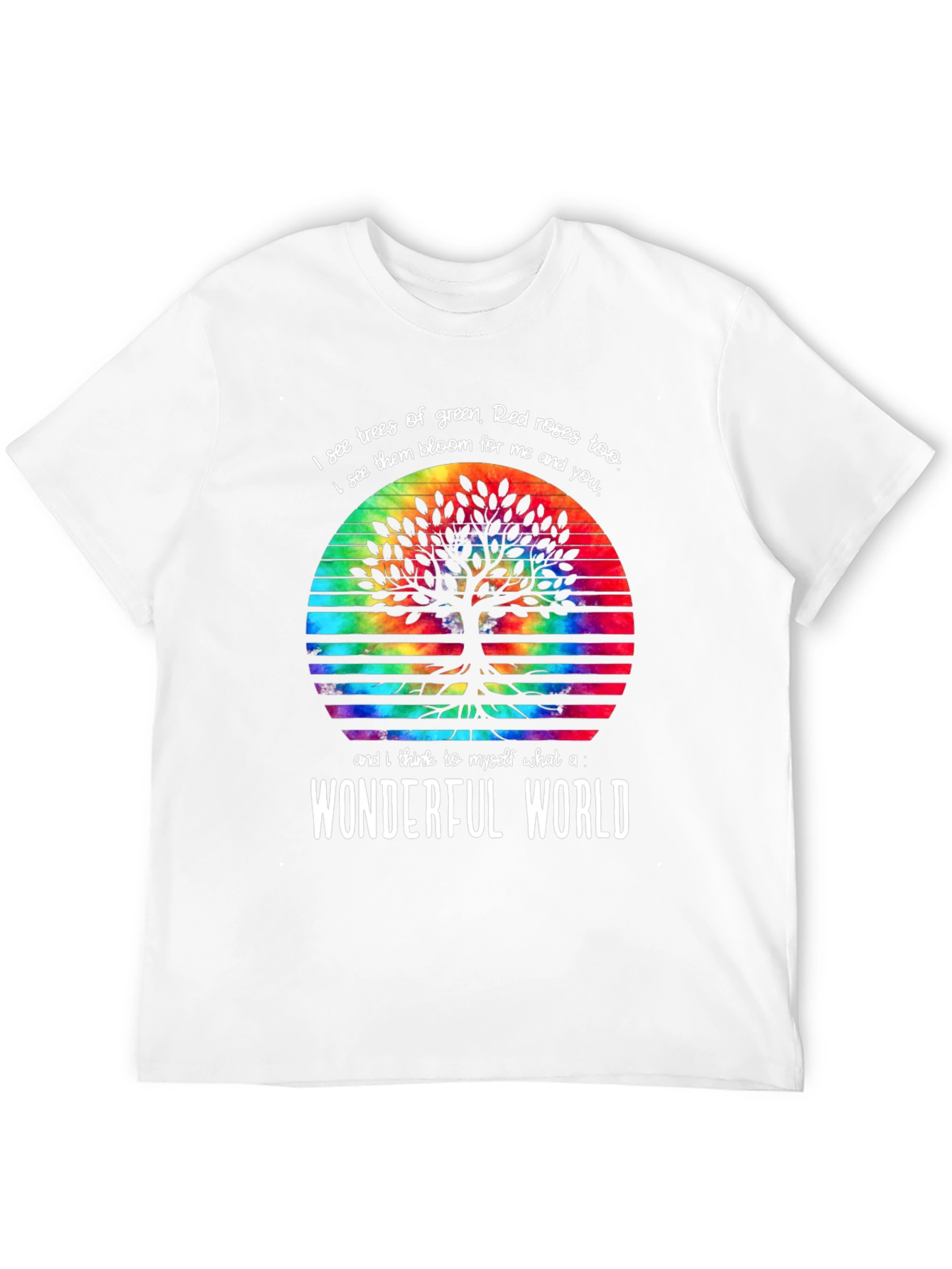 Black Wonderful World Tree Tie-Dye Graphic Tee view 12