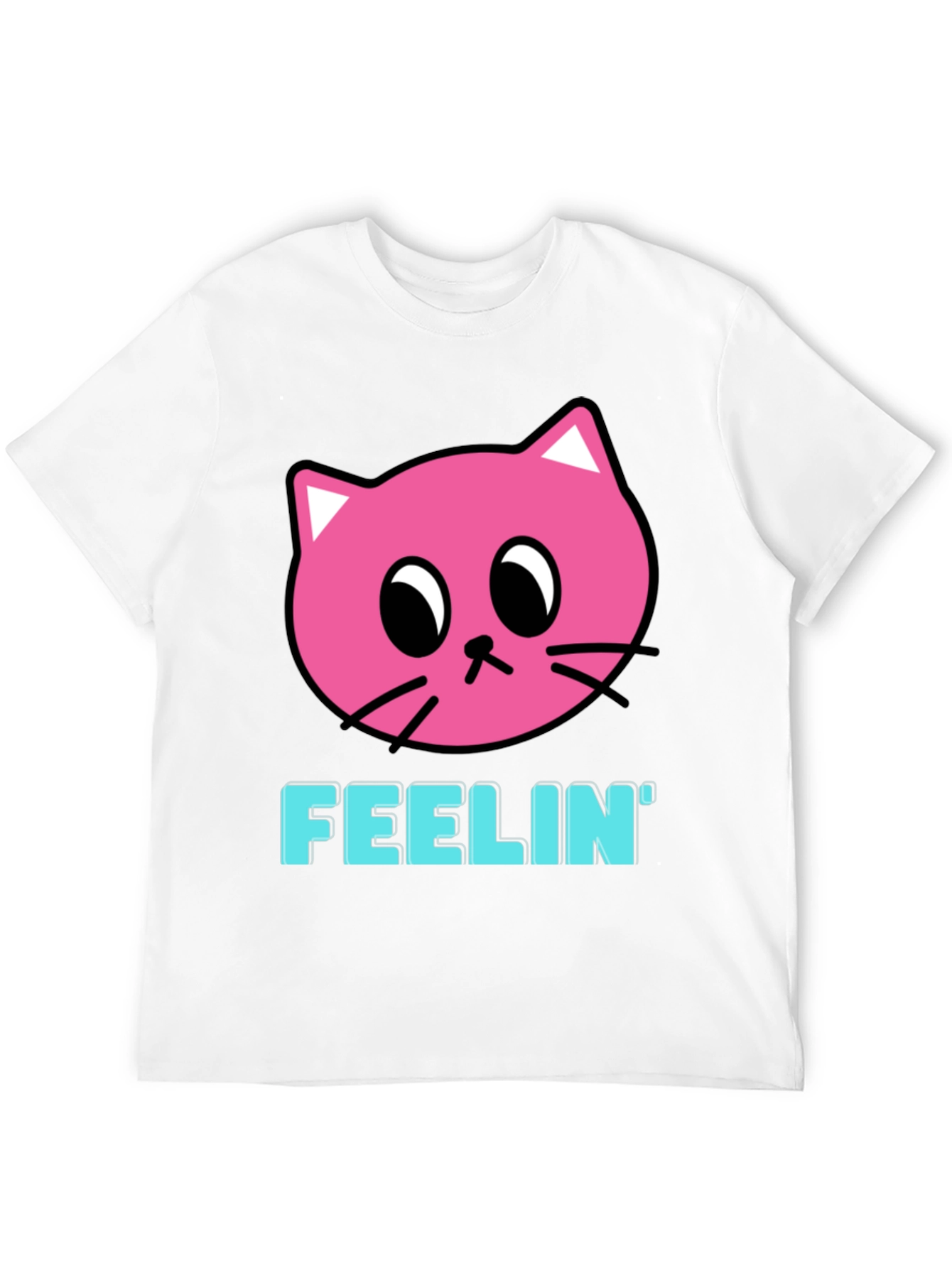 Black Feelin' Pink Cat Graphic Black T-Shirt view 12