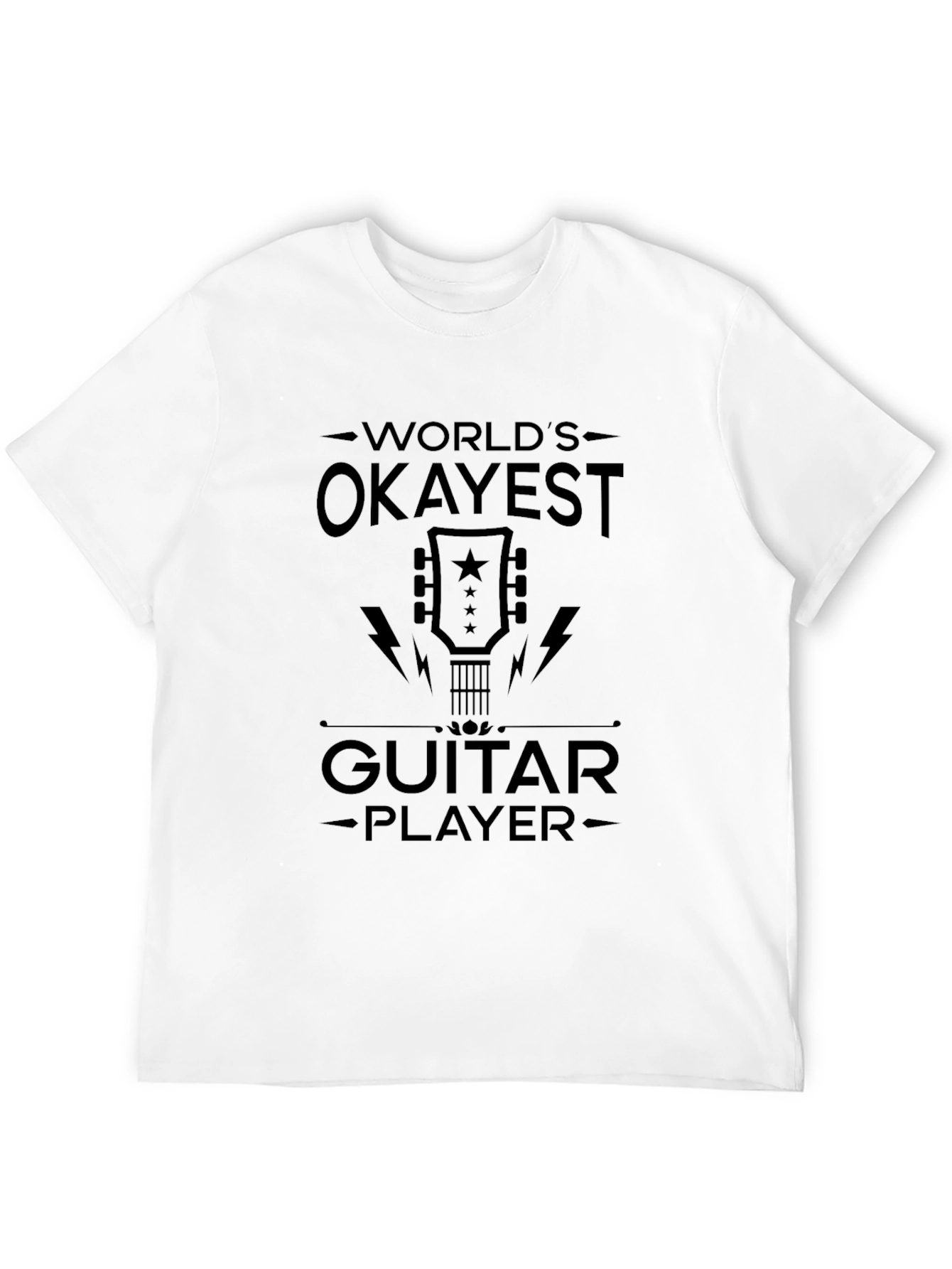 Black World's Okayest Guitar Player Black Graphic Tee view 12