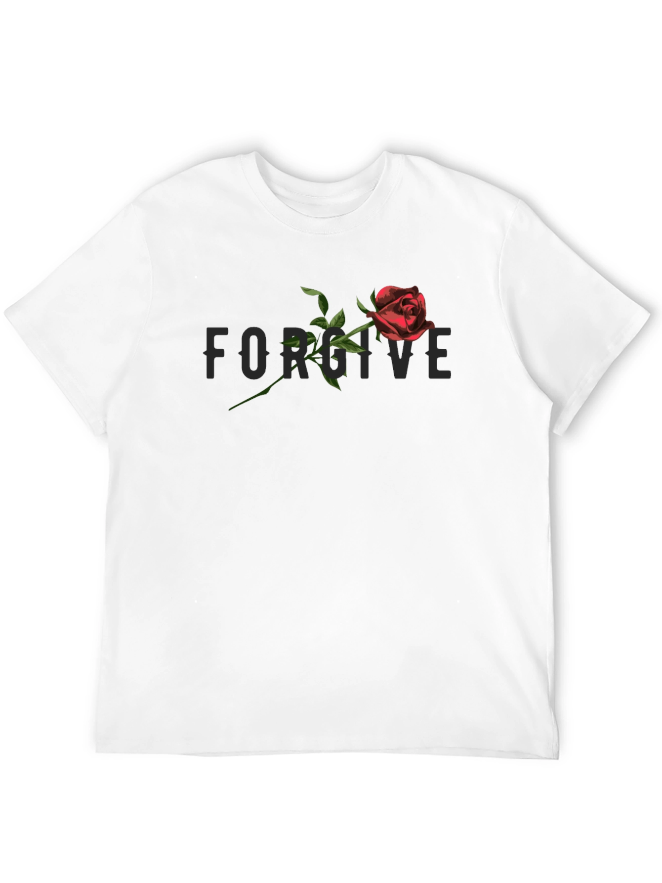 Black Forgive Rose Graphic Tee - Stylish Black Cotton T-Shirt view 12